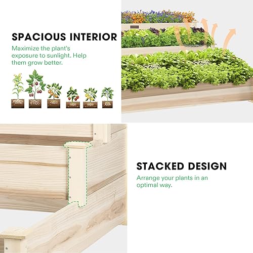 Miniatura 6 de VIVOSUN Cama de jardín elevada, 46 x 24 x 32 pulgadas, jardinera elevada móvil con ruedas bloqueables, estante de almacenamiento y forro protector