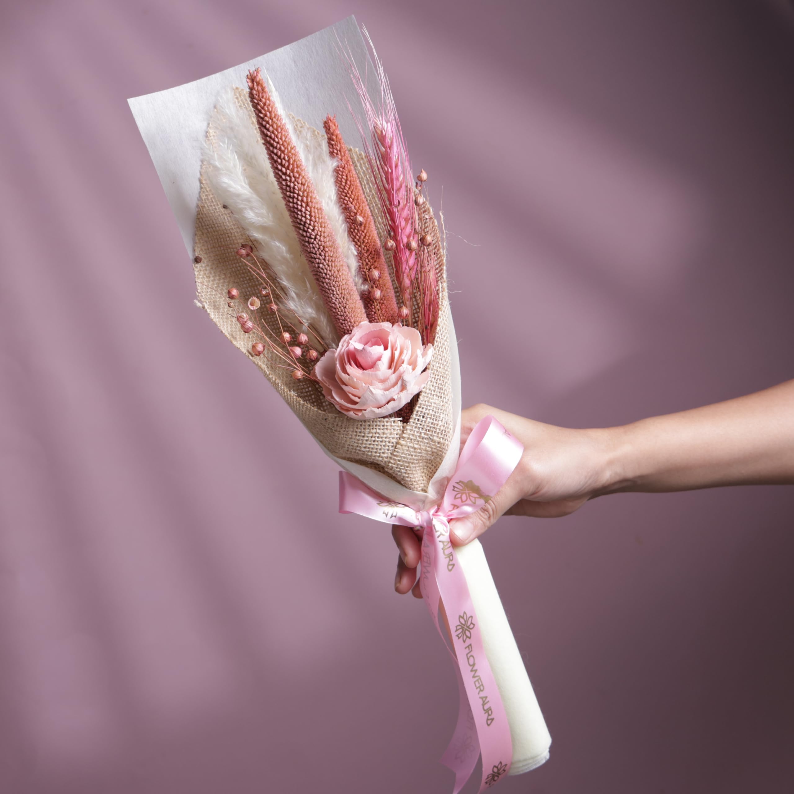 FlowerAura Natural Dried Flower Bouquet of Sola Beauty Pink Rose With Babala & Fillers | Gift for Valentine’s Day, Birthday, Anniversary | Eco-Friendly Flowers For Home Decor, Table Decor & Craft Item-image-14