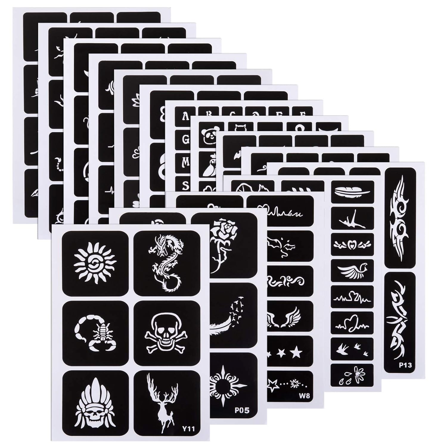 Kesoto Temporary Tattoos Stencils Glitter Tattoo Kit Templates Face Paint Stencils Body Art Stencil Pack for Adults Man Women Kids Teenager 304pcs, 15 Sheets Kesoto Temporary Tattoos Stencils Glitter Tattoo Kit Templates Face Paint Stencils Body Art Stencil Pack for Adults Man Women Kids Teenager 304pcs, 15 Sheets