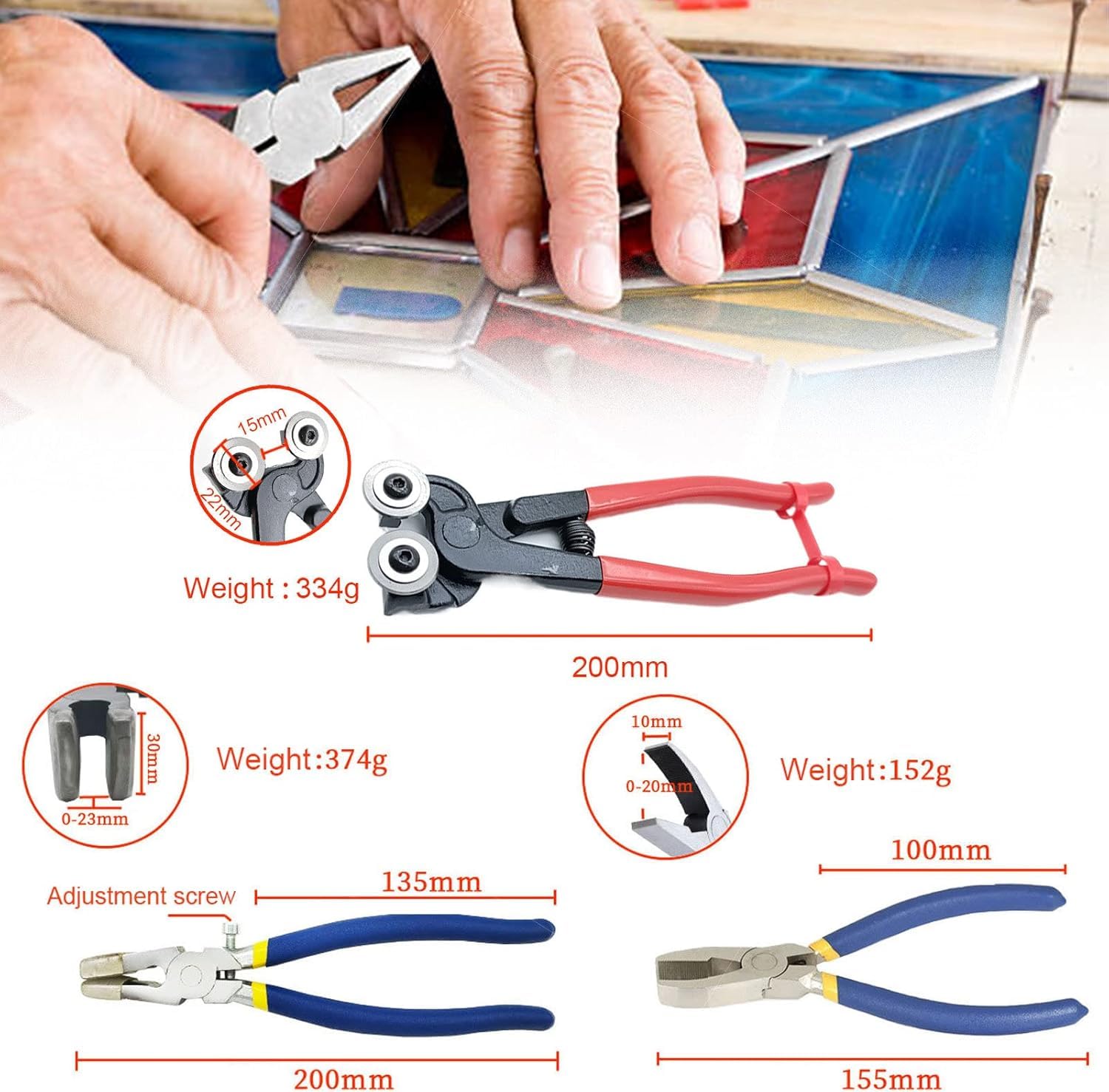 Set di strumenti per taglio e mosaico del vetro, kit professionale fai da te per lavori in vetro, inclusi utensili da taglio e saldatore