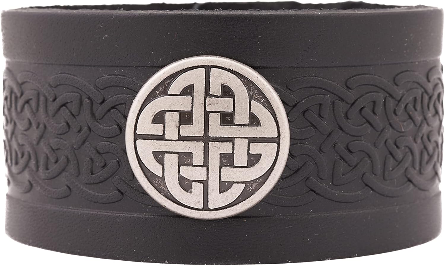 Biddy Murphy Genuine Leather Cuff Wrist Bracelet, Embossed Traditional Irish Celtic Jewelry, Soft Vegetable-Tanned Hide, Handmade, Imported from Ireland