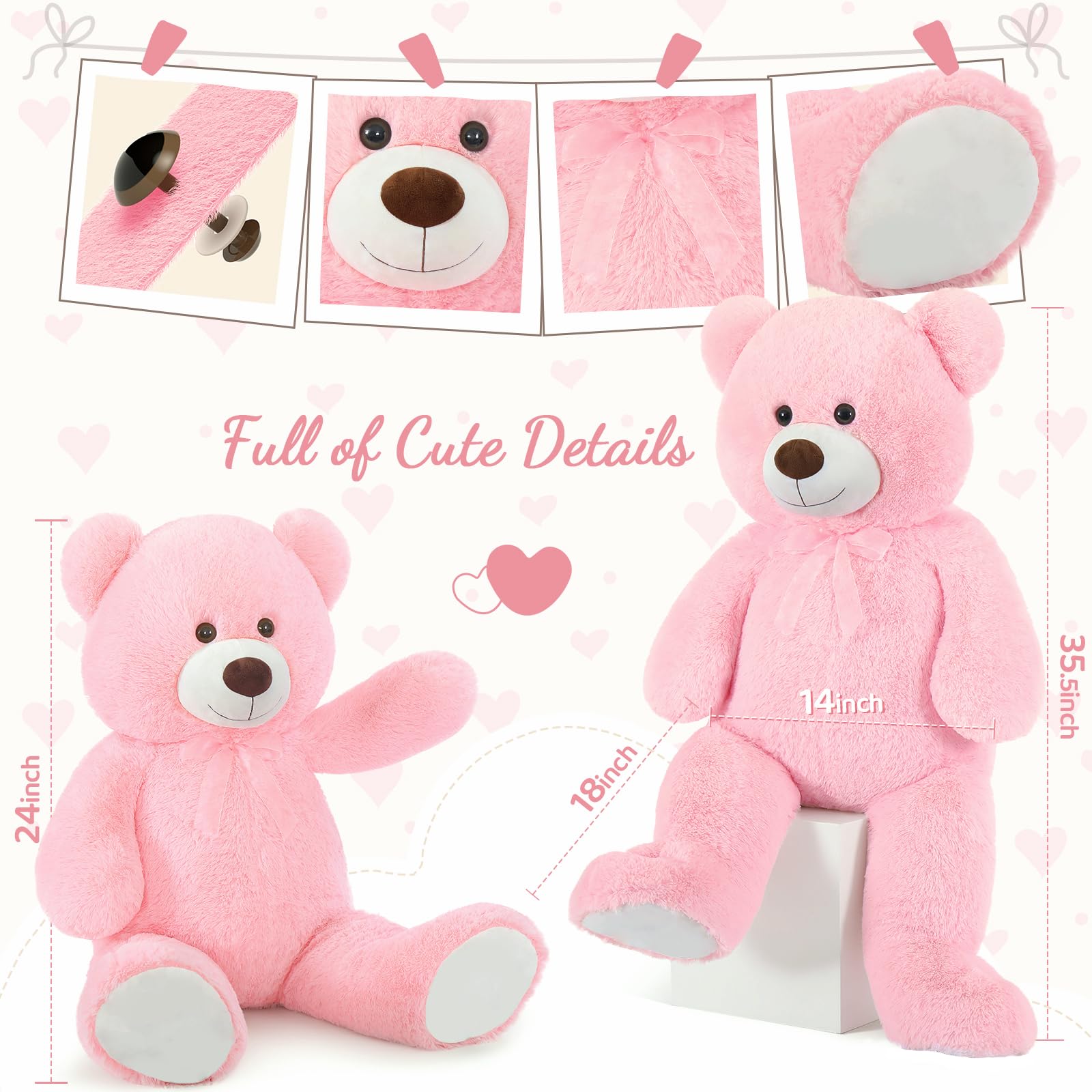 Amazon.com: Toys Studio 36 inch Big Teddy Bear Giant Pink
