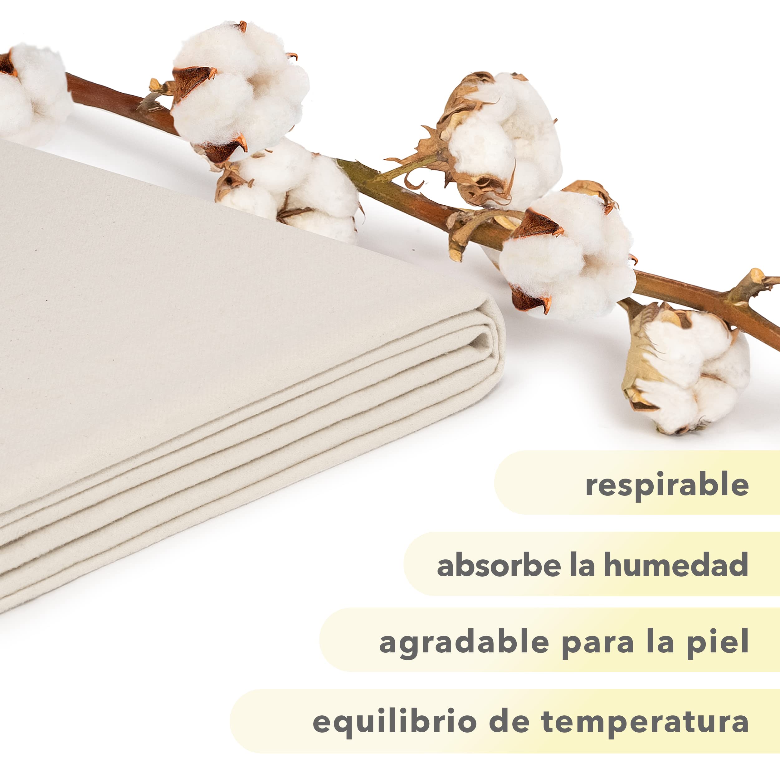 STUDIO Molton Protector de colchón 180x200 cm, Made in Green, Fabricado en Alemania, 100% algodón, Resistente y Transpirable, Cubre colchón con 4 Bandas elasticas 180 x 200 cm - Color Naturaleza