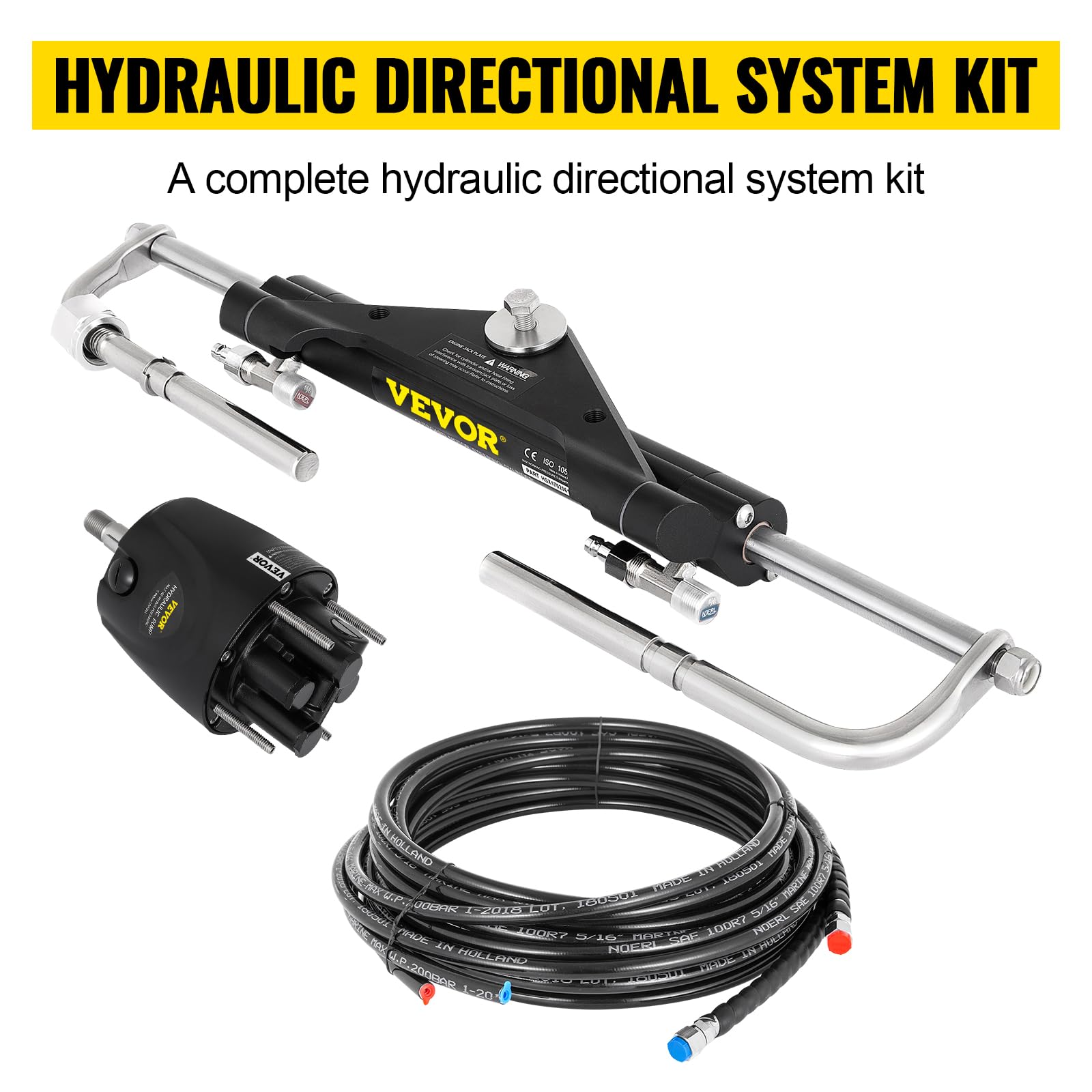 Mophorn 150HP Kit di sterzo idraulico fuoribordo barca Marine System