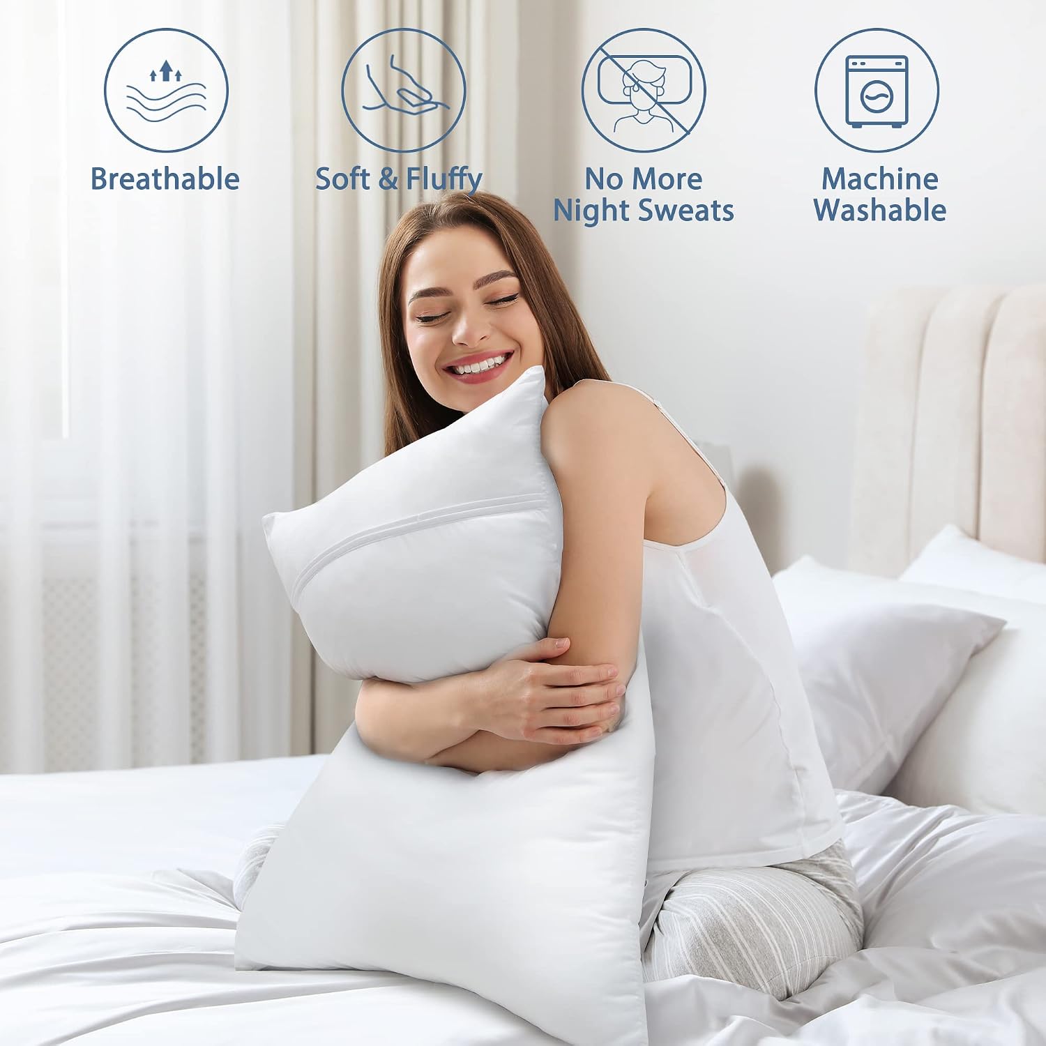 viewstar Queen Size Bed Pillows for Sleeping 2 Pack, Soft Down Alternative Hotel Pillows Set of 2 for Back Stomach Side Sleepers (20 x 28 in)
