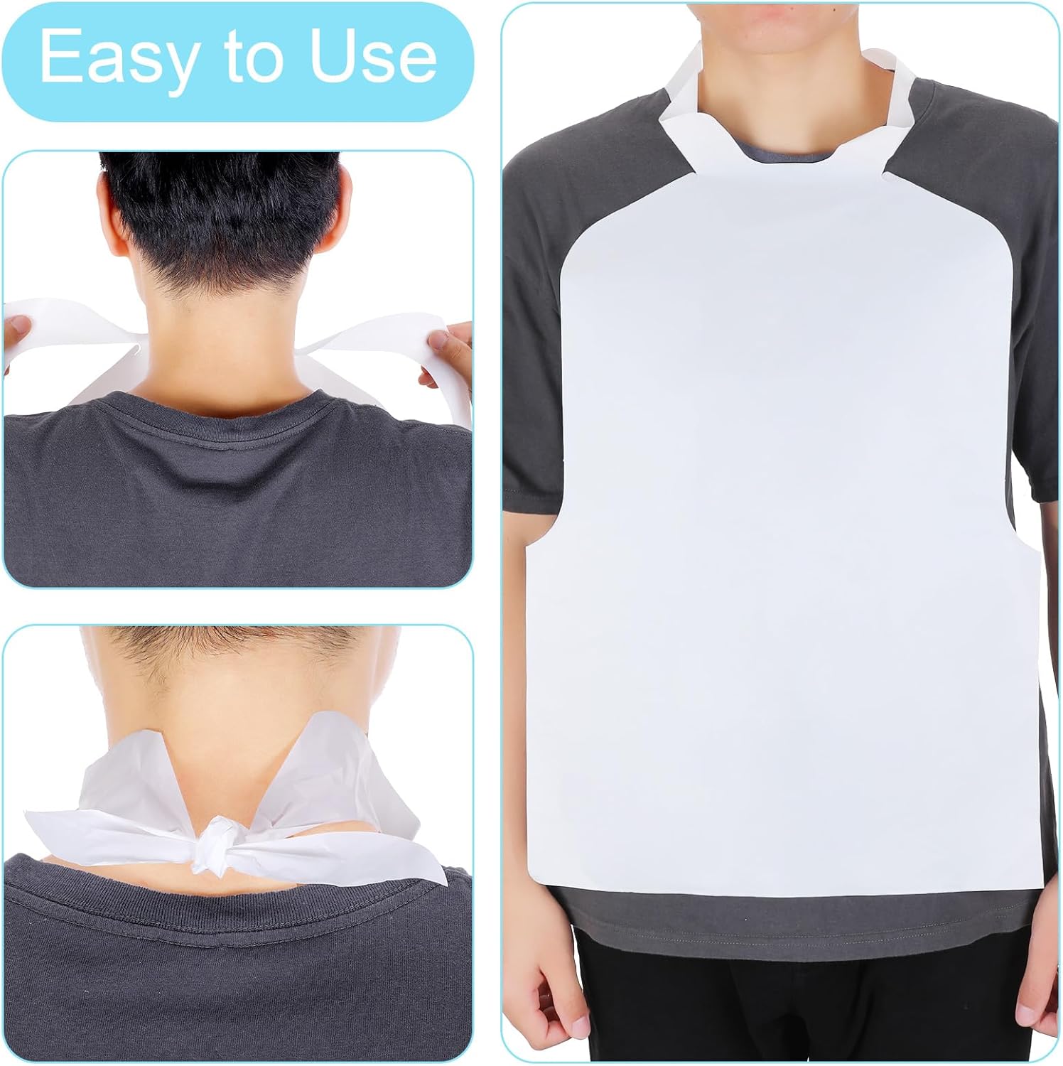 Janmercy 300 Pcs Disposable Bibs Bulk Disposable Adults Bibs 24 Inch Waterproof Plastic Bib Single Use Seafood Christmas Party Dining Clothing Protectors for Women Men Elderly Senior Eating