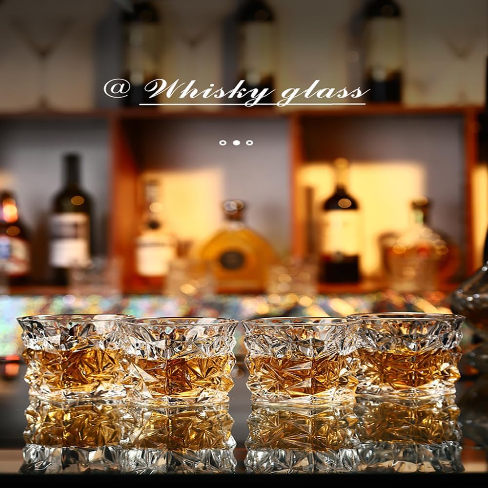 Creative Thickened Retro Beer Mug Set - 4 Pieces of 9.84 oz Hand-Blown Crystal Glass Whiskey and Beer Glasses in a Gift Box (set of 4)