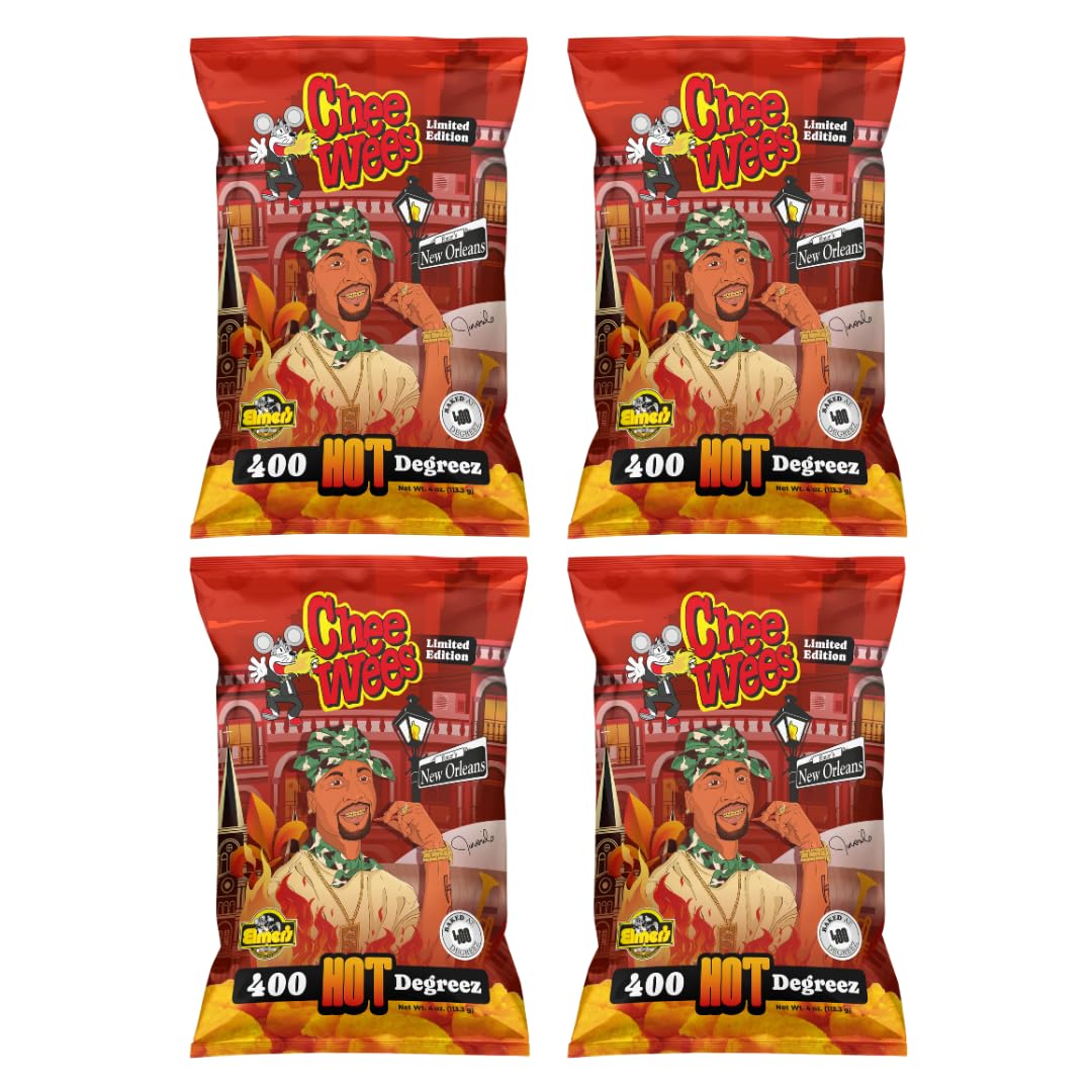 Elmer's New Orleans Chee Wees - LIMITED EDITION "Juvenile" 400 HOT Degreez, 4 oz (Pack of 4)