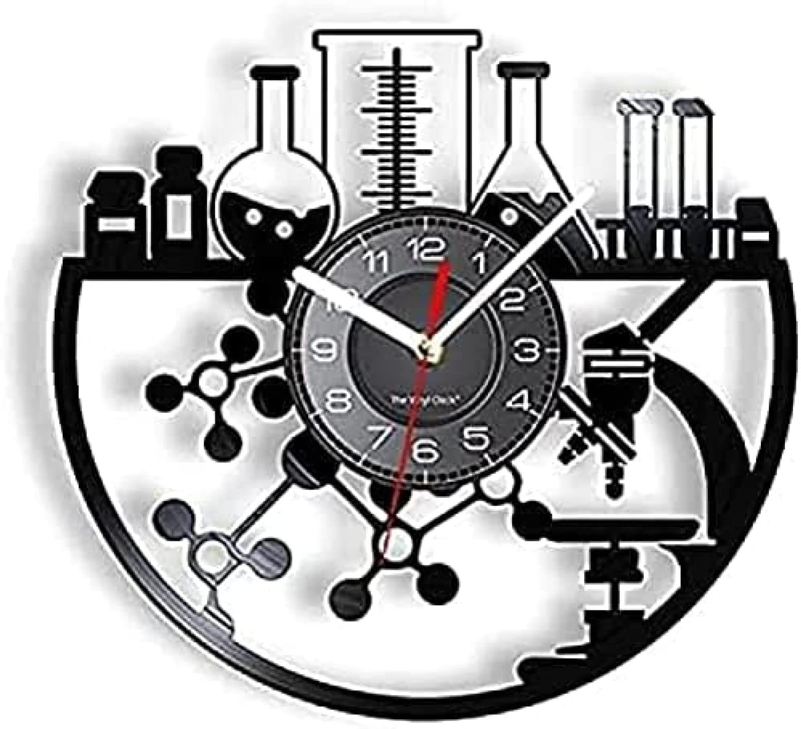 Horloge murale chimie en vinyle 30 cm pour décoration de laboratoire