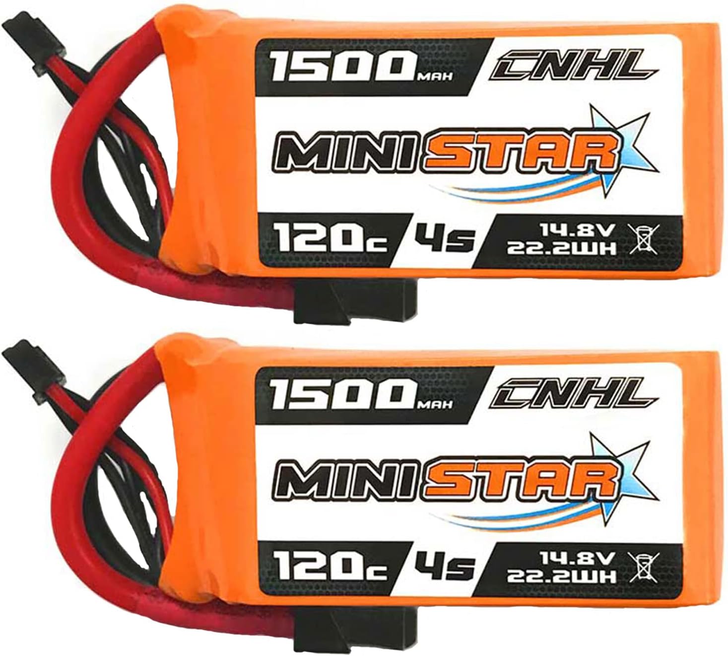 CNHL 1500mAh 4S Lipo Battery 120C 14.8V Lipo Battery with XT60 Plug for FPV Racing RC Quadcopter Helicopter Airplane (2 Packs)