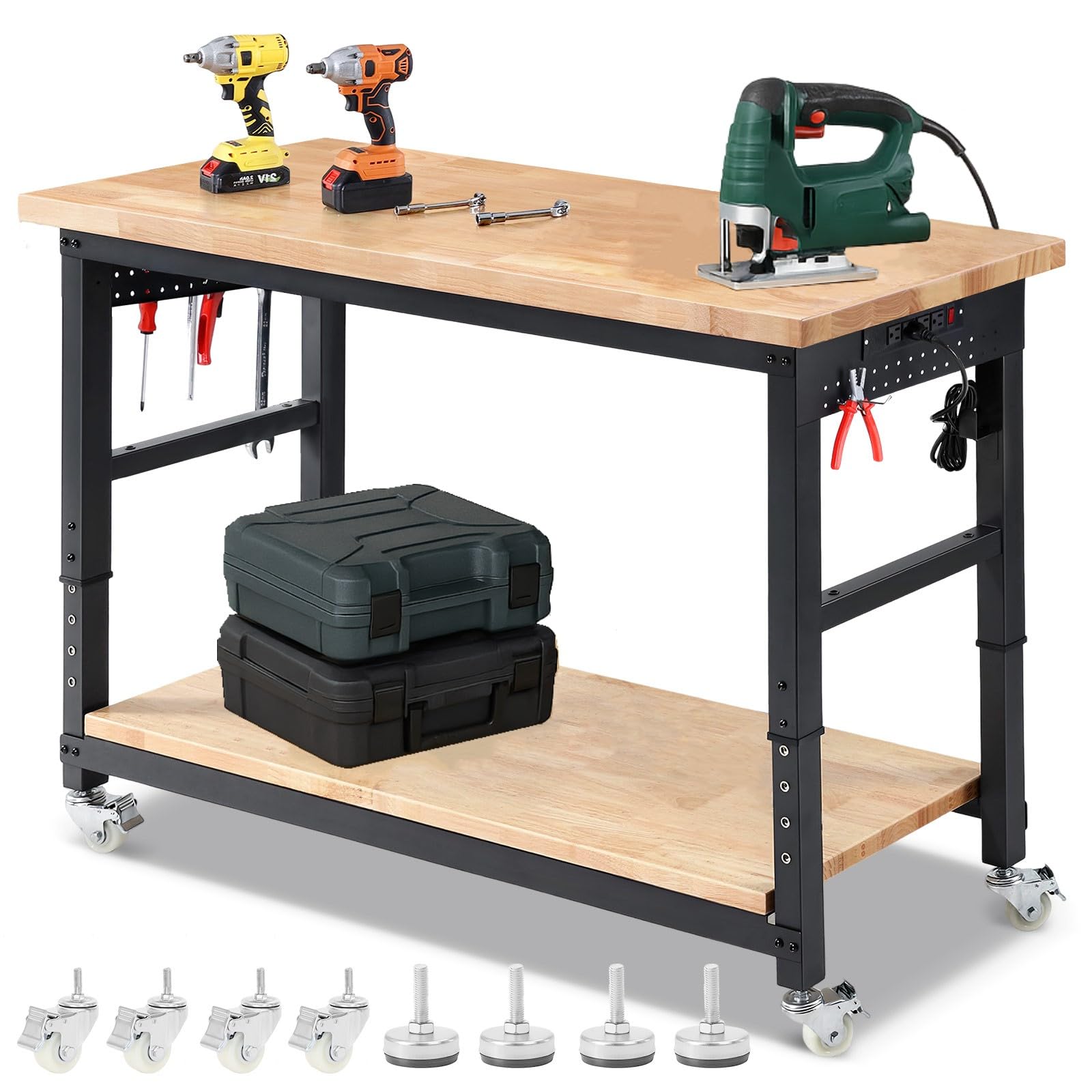 Amazon.co.jp: ENJOYWOOD ガレージ用ワークベンチ キャスター付き 60 x