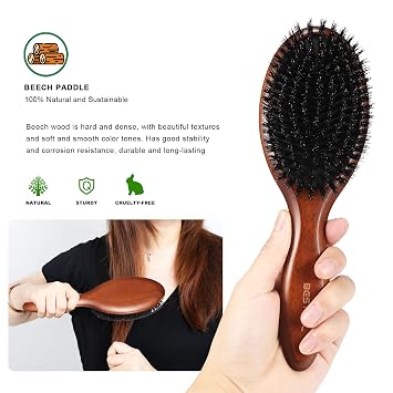 BESTOOL Hair Brush, Boar Bristle Hair Brushes for Women Men Kids, Boar Bristle Brush for Hair Smoothing, Everyday Brush Enhances Shine & Health