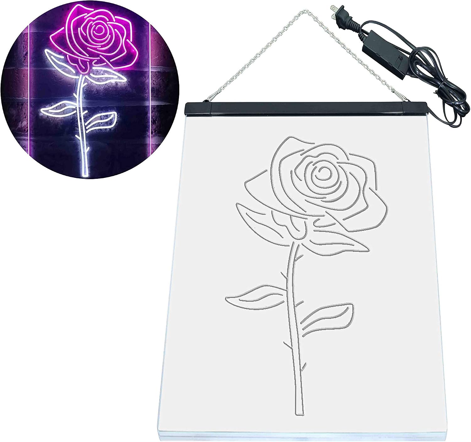 ADVPRO Rose Flower Room Dual Color LED Neon Sign White & Purple 8.5" x 12" st6s23-i3531-wp