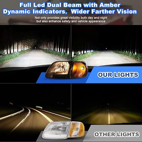 Miniatura 9 de ROXX Conjunto de faros delanteros con luces de esquina para Ford F150 1997-2003 y Ford Expedition 1997-2002Para Ford F250 Light Duty 1997-2003, par