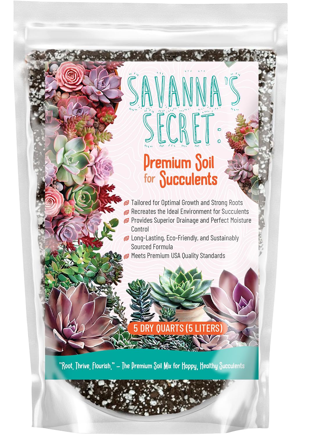 Premium Organic Succulent Potting Mix – Well-Draining Indoor Plant Soil – Safe, Eco-Friendly, UV-Treated – Perfect for Succulents, Aloe, and Cacti – Handcrafted in The USA (2 Quarts)