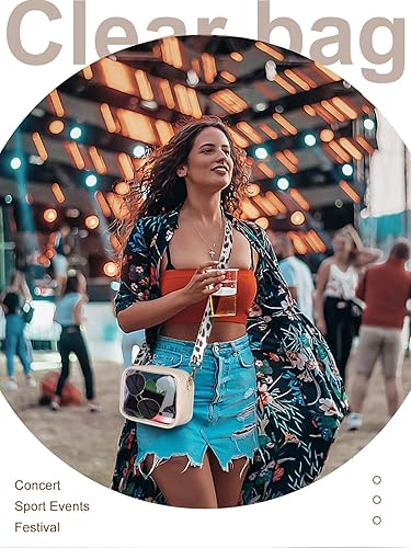 Miniatura 7 de Vangue Bolso transparente para mujer, aprobado en estadios, bolsa cruzada transparente con correa ajustable para conciertos deportivos