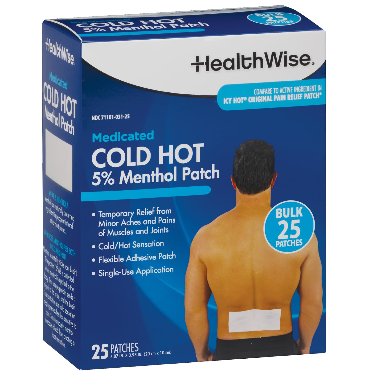 HealthWise Cold Hot Medicated Menthol Patch