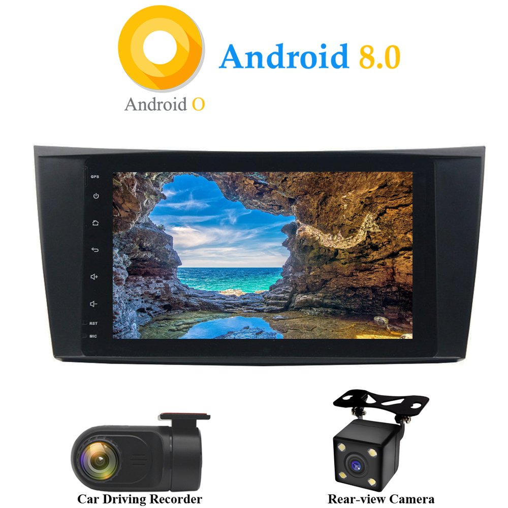 XISEDO Android 8.0 in-Dash 8 Inch Car Stereo Autoradio 8-Core RAM 4G ROM 32G Head Unit Car Radio Car GPS Navigation for Mercedes-Benz E-W211/E200/E220/E240/E270/E280 (with Backup Camera and DVR)