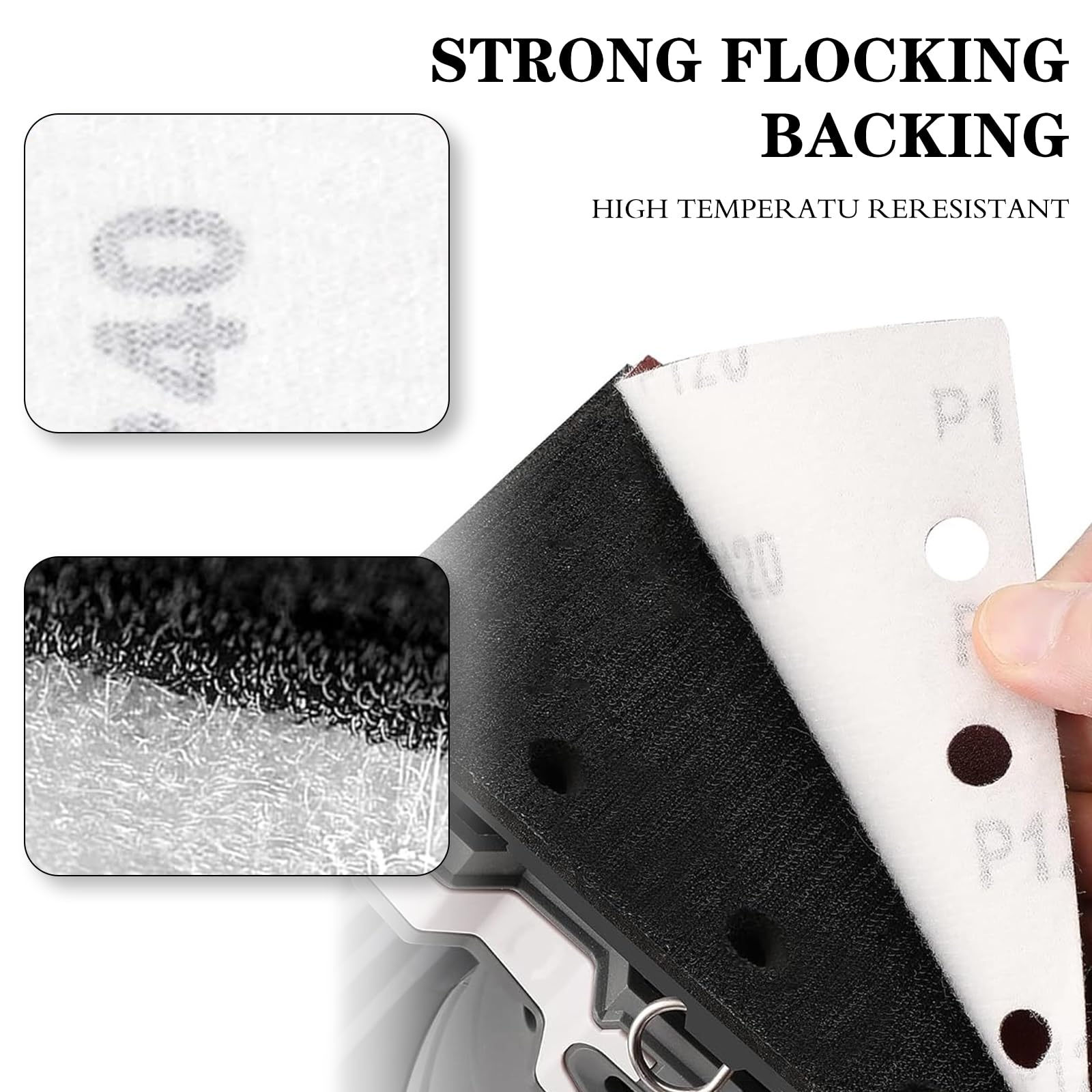 Lot 40 Feuilles Abrasives Pour Ponceuse Orbitales 93 X 185 Mm, 8 Trous