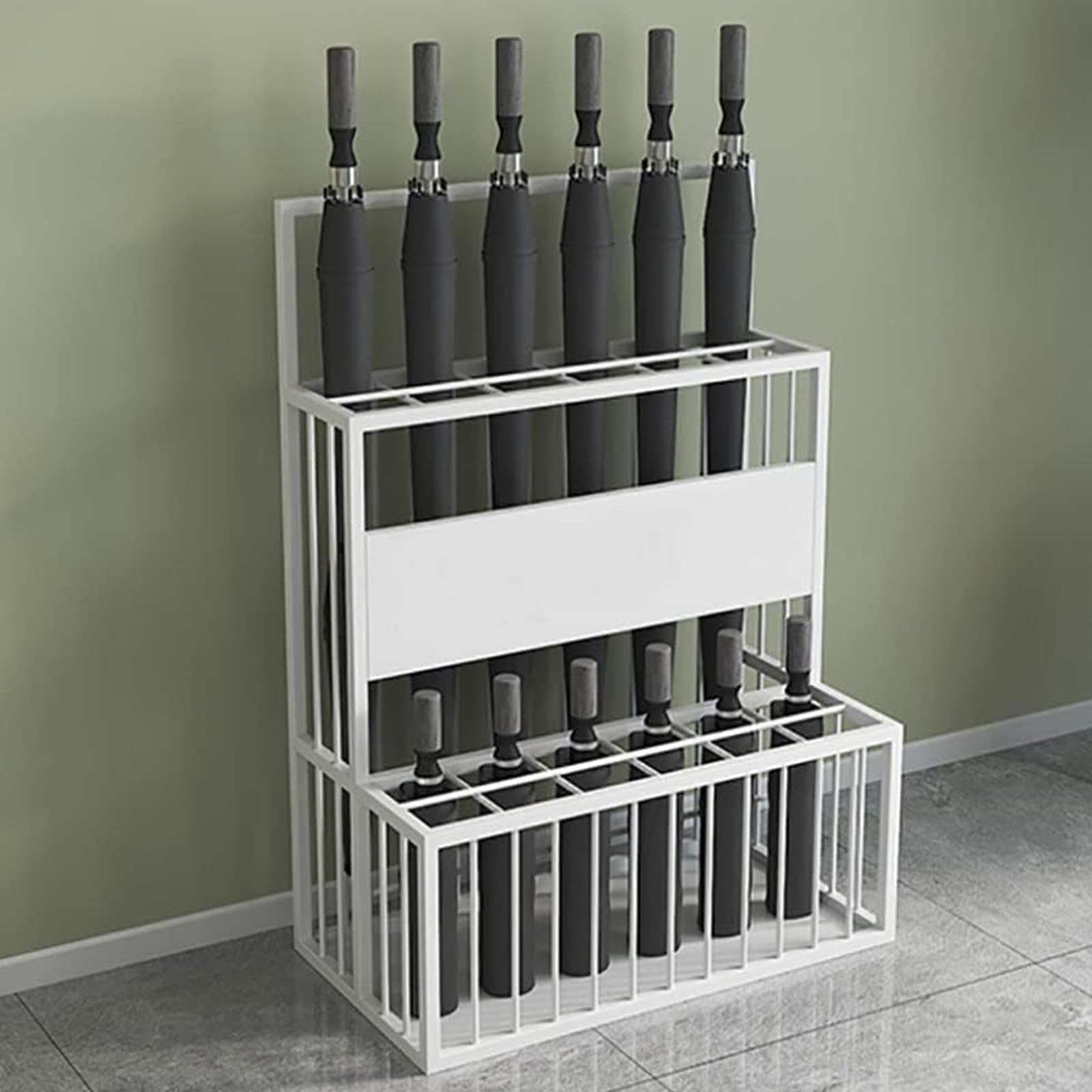 Porte-parapluies en métal double niveau pour stopper les sols mouillés dans les halls