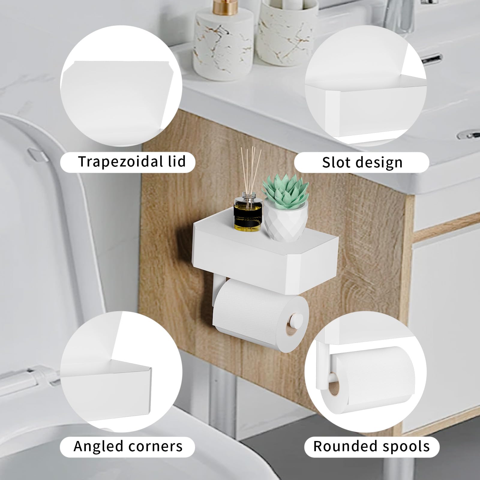 Portarrollos Papel Higienico, Porta Rollos de Papel Higienico, Soporte Papel Higienico, Porta Rollos de Papel Higienico Adhesivo, Portarrollos Papel Higienico Blanco