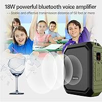Vista 2 de Amplificador de voz inalámbrico, micrófono Bluetooth para profesor, 18 W, impermeable, portátil, amplificador de voz recargable, micrófono personal