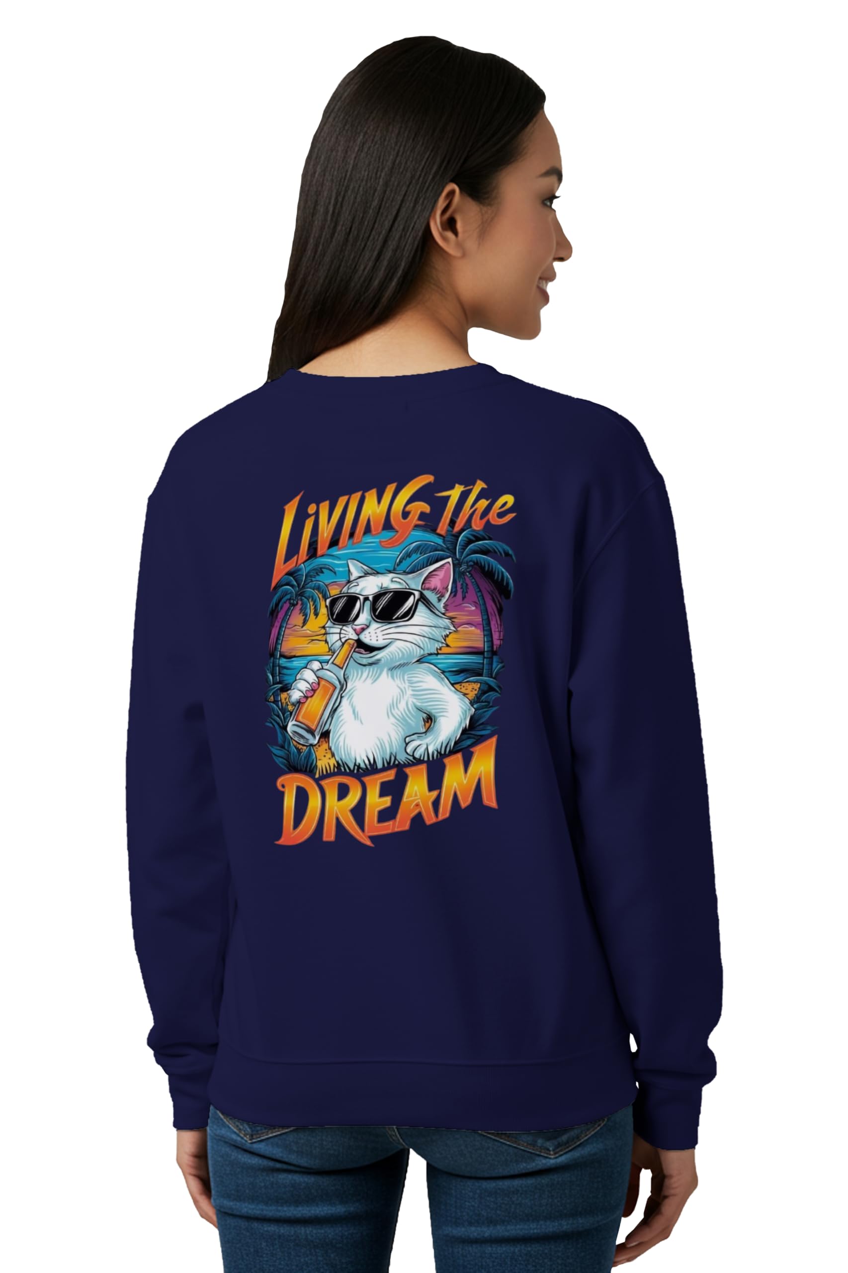 buy that trendz Winter Sweatshirt for Women Living The Dream Printed Cotton Blend Full Sleeve Crew Neck Regular Fit Casual Gen Z Womens Sweatshirt-picture-19