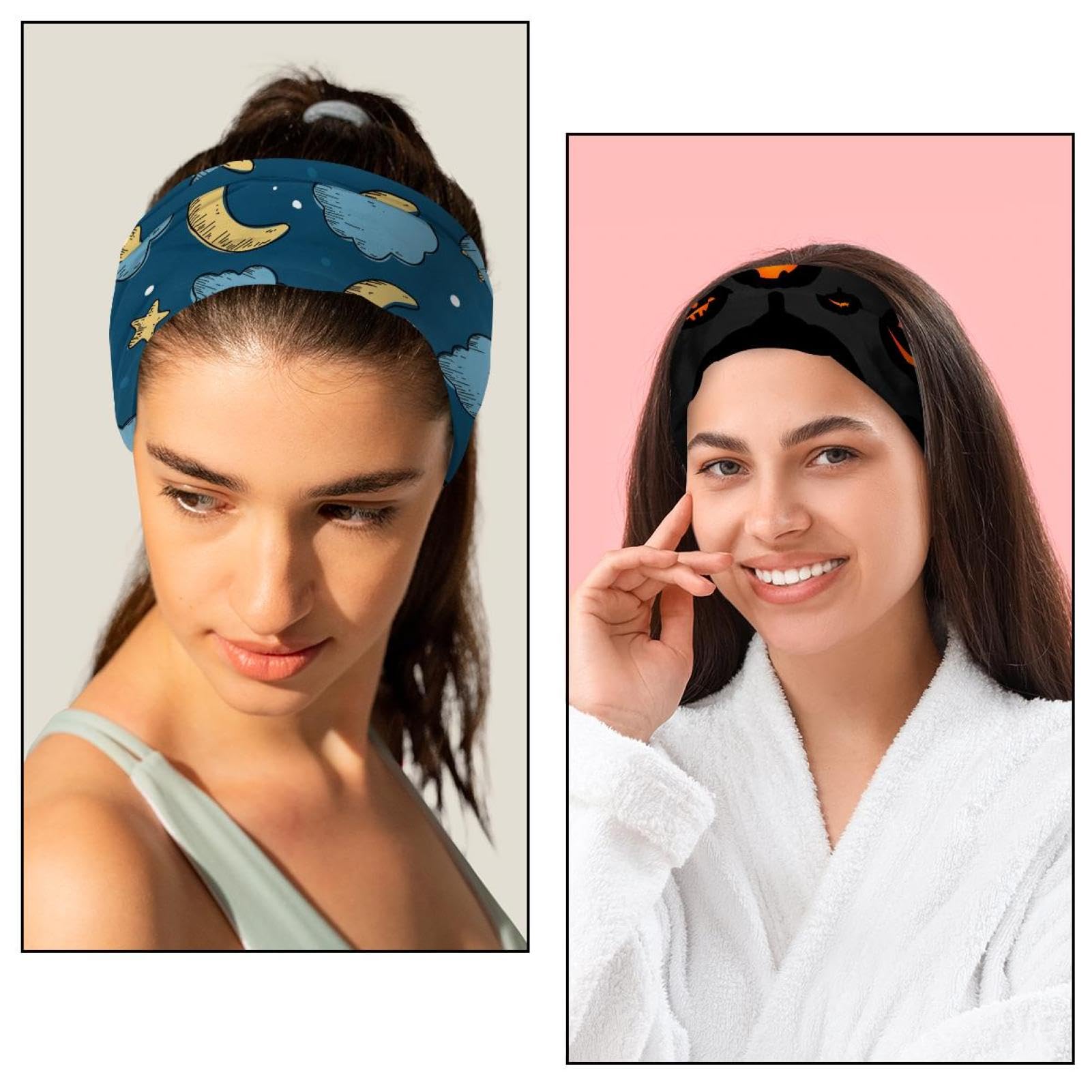 Lot de 6 bandeaux élastiques pour femme Motif cœur Rose