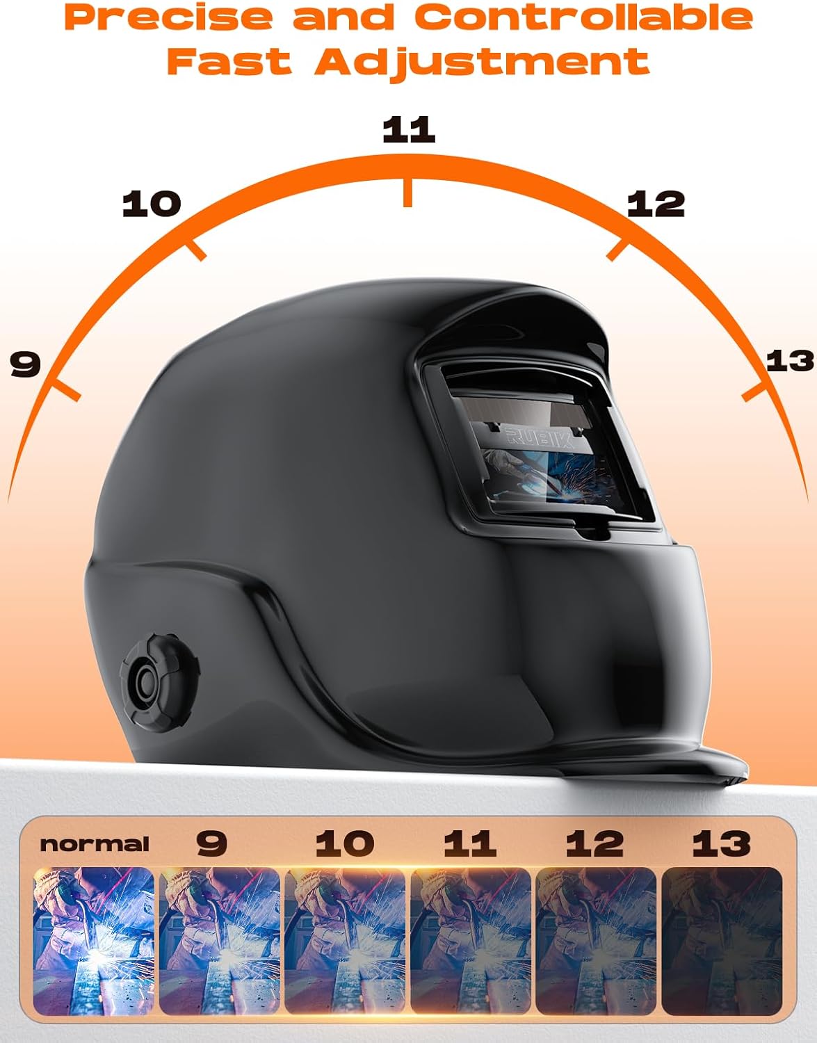 Welding Helmet Auto Darkening 3.65"X3.02" Large Viewing 1/1/1/2 True Color Welding Helmet, Solar/Lithium Battery Powered Welding Hood with 4 Arc Sensor Wide Shade 9-13 for TIG MIG ARC and Grind