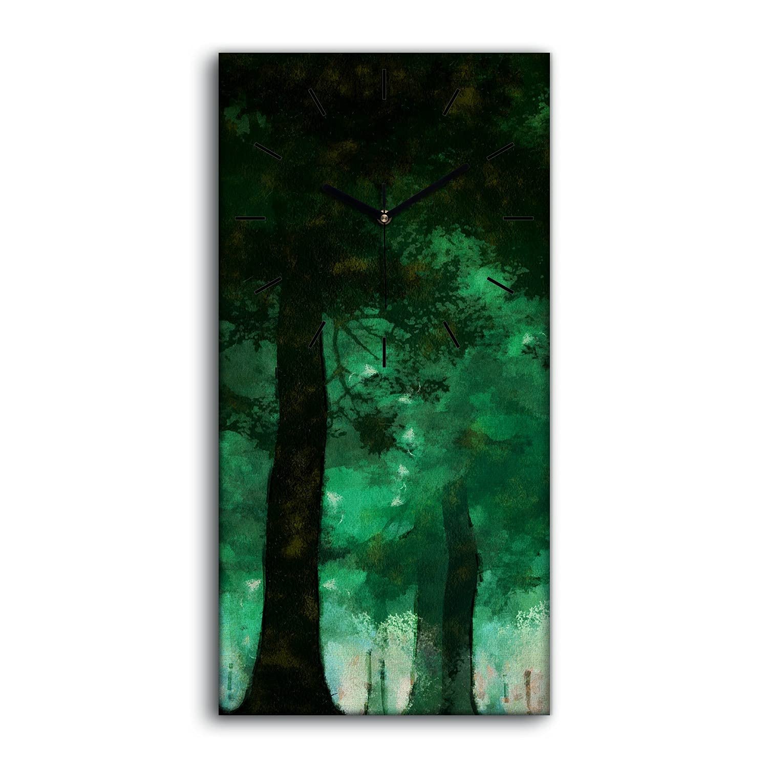 Horloge sur Toile Silencieuse pour Dormir Sans Tic-Tac Tableau Décoratif Forêt 30x60cm