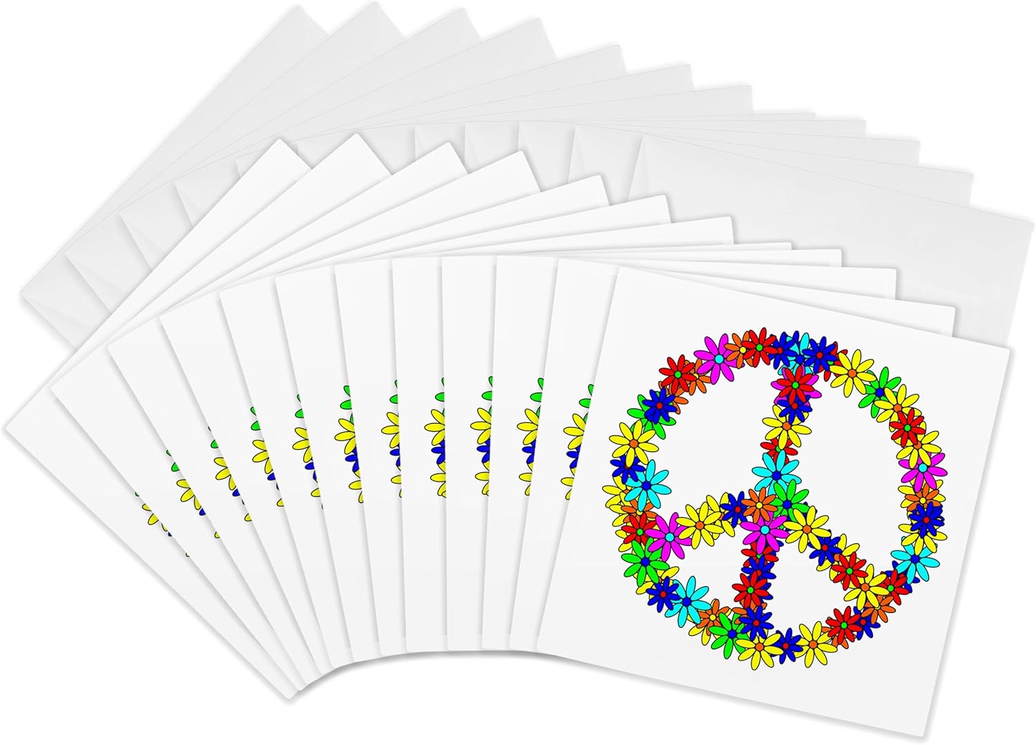 3dRose Peace Sign Flower Power Design, Greeting Cards, Set of 12 (gc_6310_2)