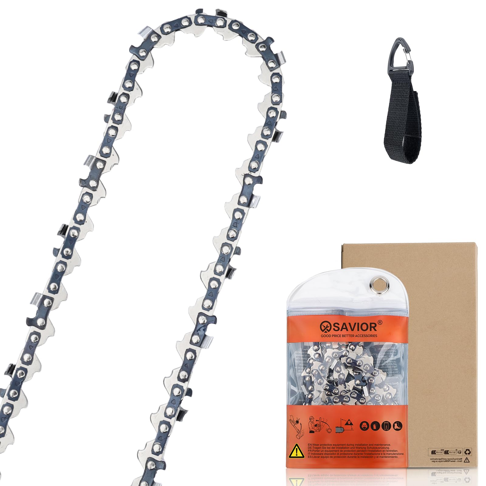 Savior 3-Pack Chainsaw Chain for 20 Inch (50cm) Bar, .058" Gauge .325" Pitch 76 Links, Compatible with Hyundai HYC6200X, Parker and More — view 14