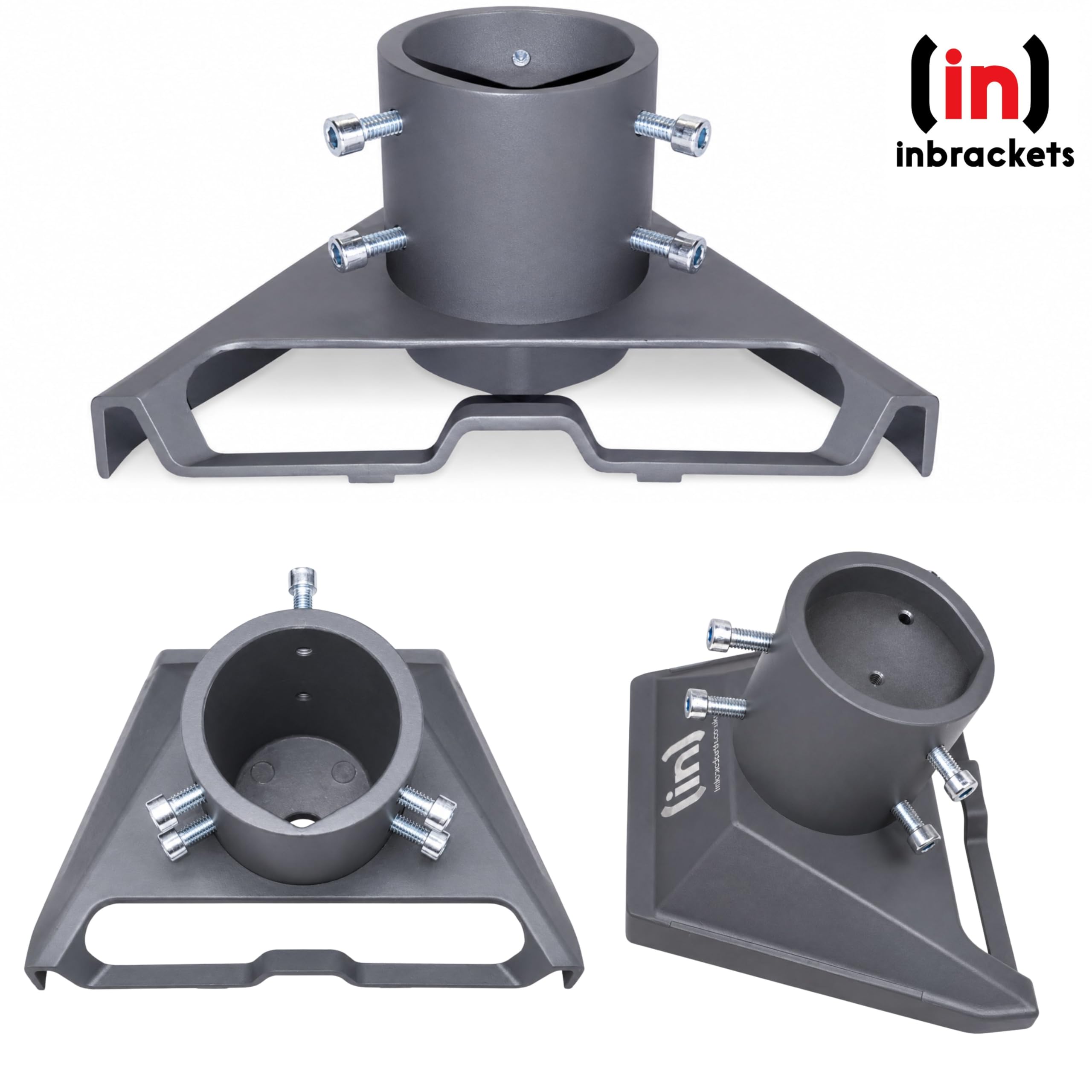 Inbrackets Adaptateur de mât Gen 3 robuste pour parabole Starlink Generation 3 - Convient aux poteaux jusqu'à 5,1 cm - Gris anthracite - Compatible avec les modèles standard Gen 3/4/4X
