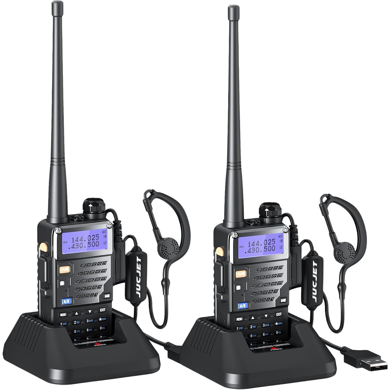 5RE M ricetrasmittenti radioamatoriali portatili, serie 5RE aggiornata, pannello frontale stile metallo, 128 canali, One-Key Frequency Match, compatibile con impostazioni UV-5R e 5RE, confezione da 2