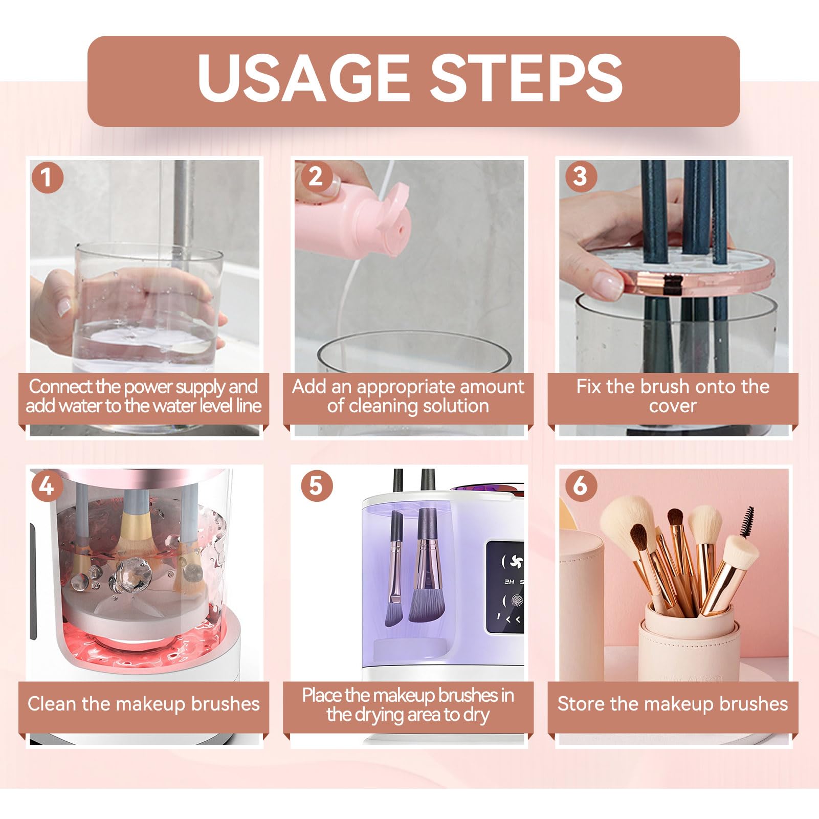 Máquina limpiadora de brochas de Maquillaje eléctrica, Limpiador de brochas de Maquillaje Desmontable, máquina Secadora, cepillos cosméticos eléctricos USB, Herramienta limpiadora