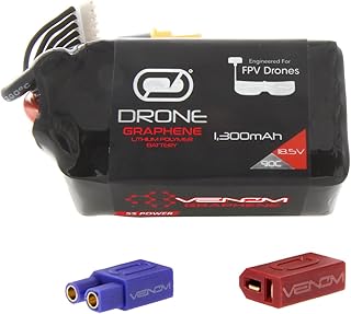 Venom Power Drive Series 90C 5S 1300mAh 18.5V Graphene LiPo Racing Battery - Universal Venom UNI 2.0 Plug - Thermal Control Pack, for RC Helicopters and Drones - Compatible with XT60, Deans & EC3 Plug