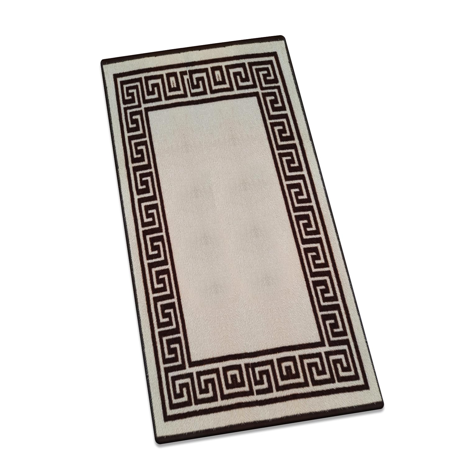 Saime Trading Greek Key Runner Rug Anti Slip 80 x 150 cm for Long and Narrow Hallway Low Pile Water Absorbent Indoor Kitchen Floor Mat Washable Stairs Corridor Mats (Beige Brown-Greeky, 80 x 150 cm) โ image 1