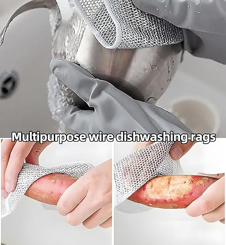 Miniatura 5 de Stellaya - Trapos de alambre para lavar platos, paño de acero inoxidable doble Stellaya, trapos multiusos para lavar platos en húmedo y seco,