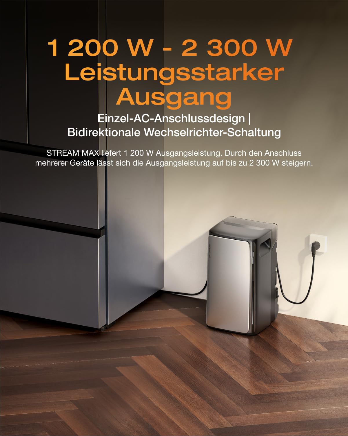 ECOFLOW Stream Max 1,92kWh 0% VAT, Balkonkraftwerk mit Speicher, 2 MPPT 1800W Solareingang, 1200W bidirektional, Single AC-Anschlüsse, bis zu 11,52kWh Kapazität, 6000 Zyklen, Plug&Play