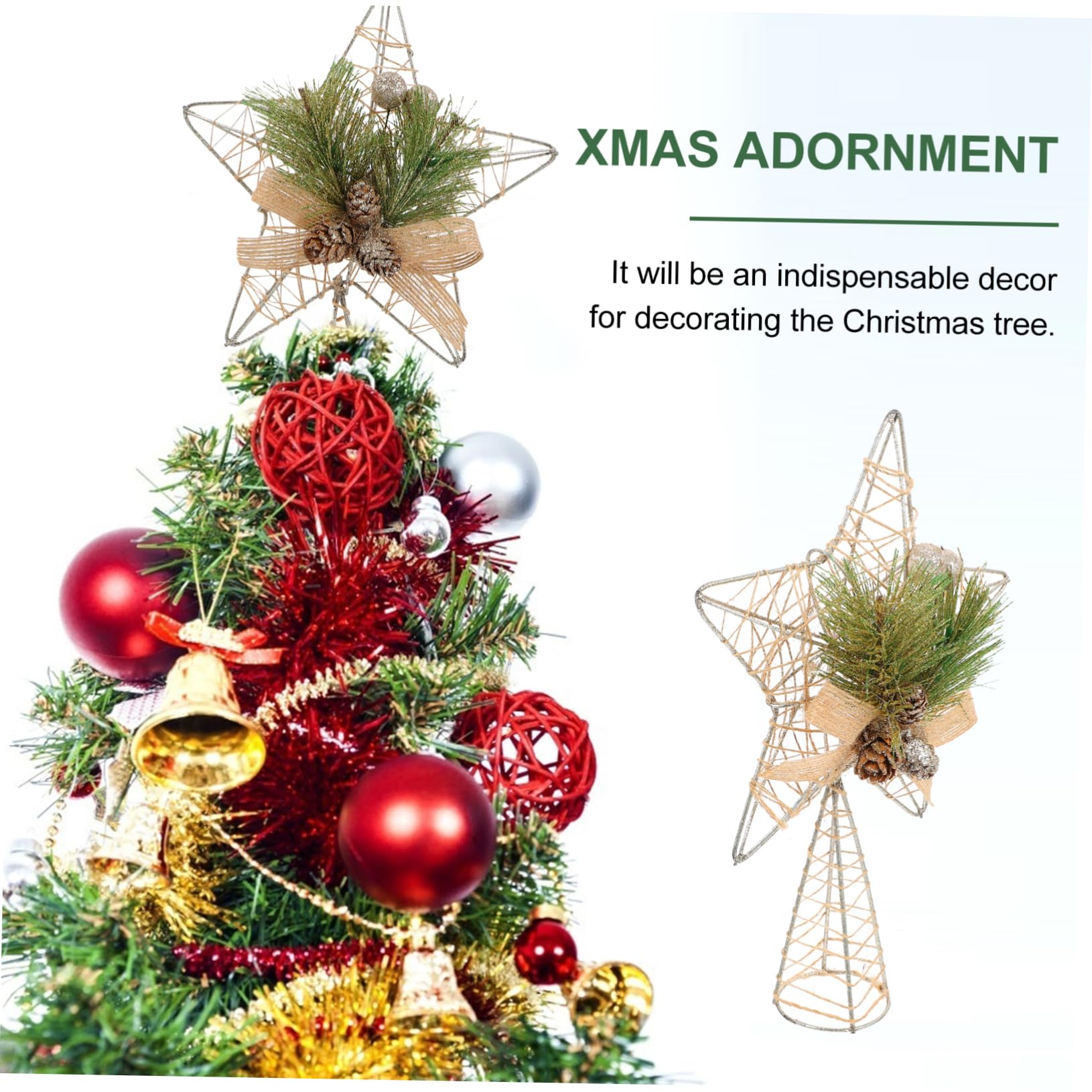 MAGICLULU 3 Pièces Étoile De Sapin De Noël De l'arbre Étoilé De Bethléem Haut De Forme d'arbre De Noël Décorations Dorées Décorations De Décor De Accessoires Le Fer Creux