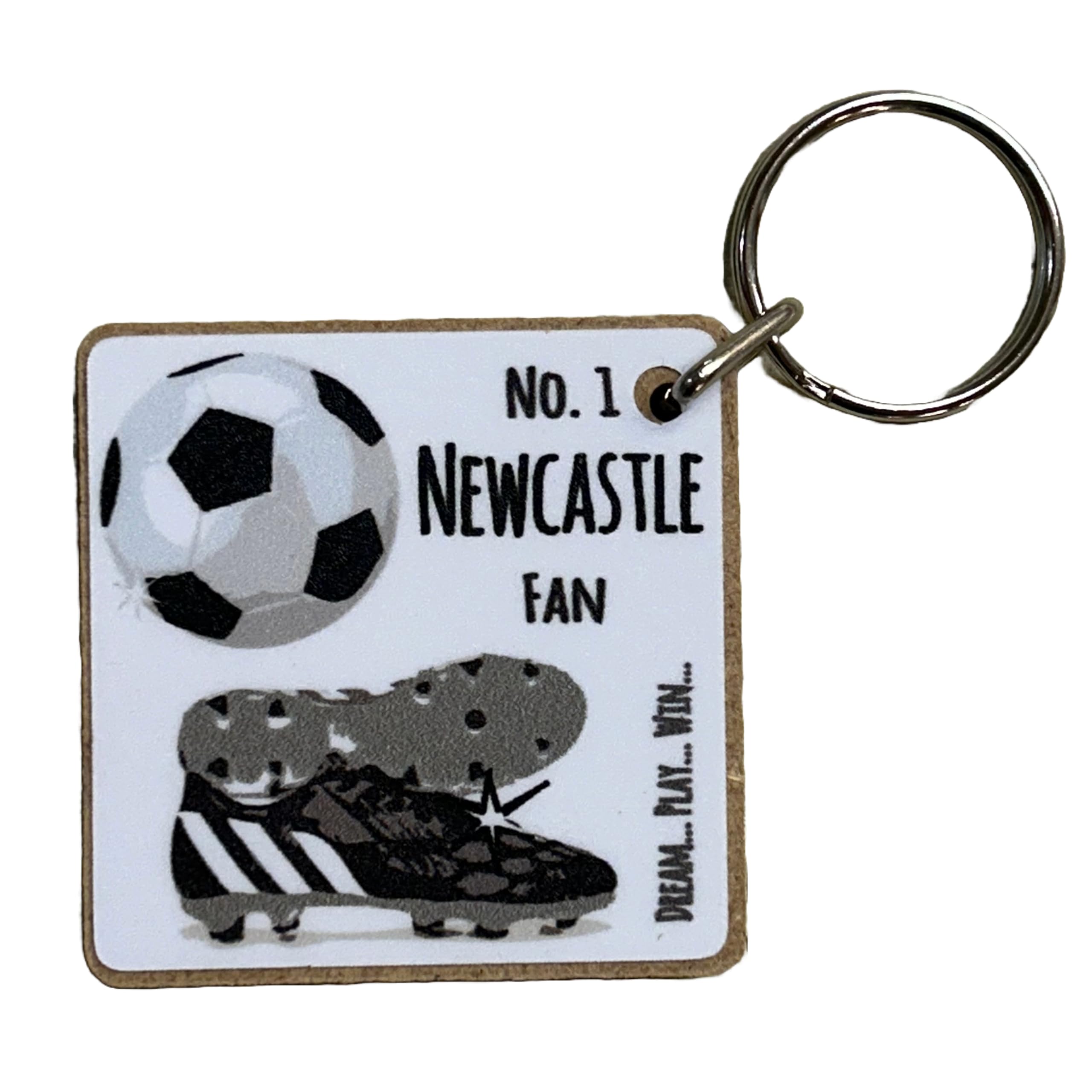 WHITE COTTON CARDS Newcastle United Magpies FC Football Club Fan - KEYRING (K-FN11)