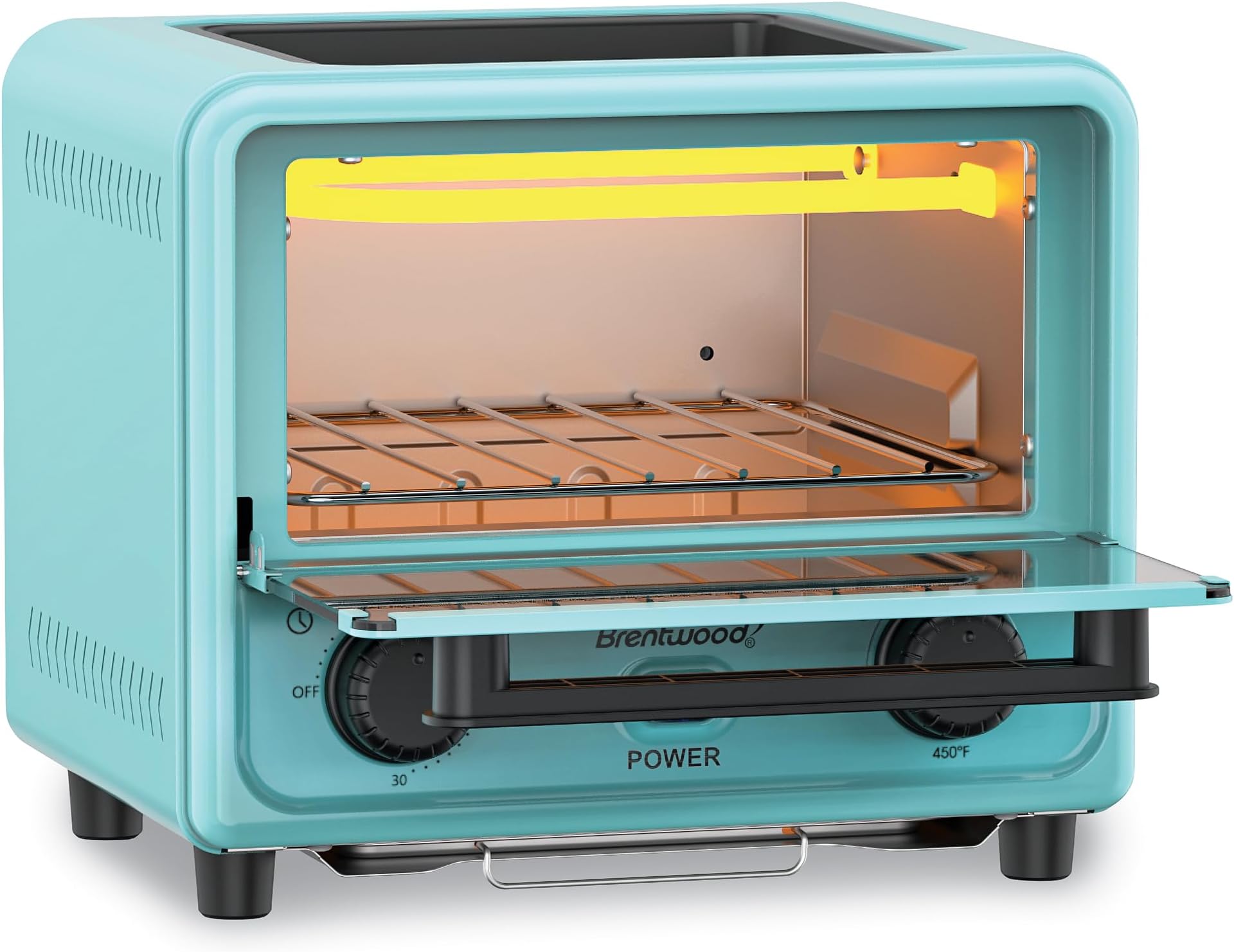 BRENTWOOD TS-3430BL 500 Watt Stainless Steel Mini Toaster, 3 Liter, Blue