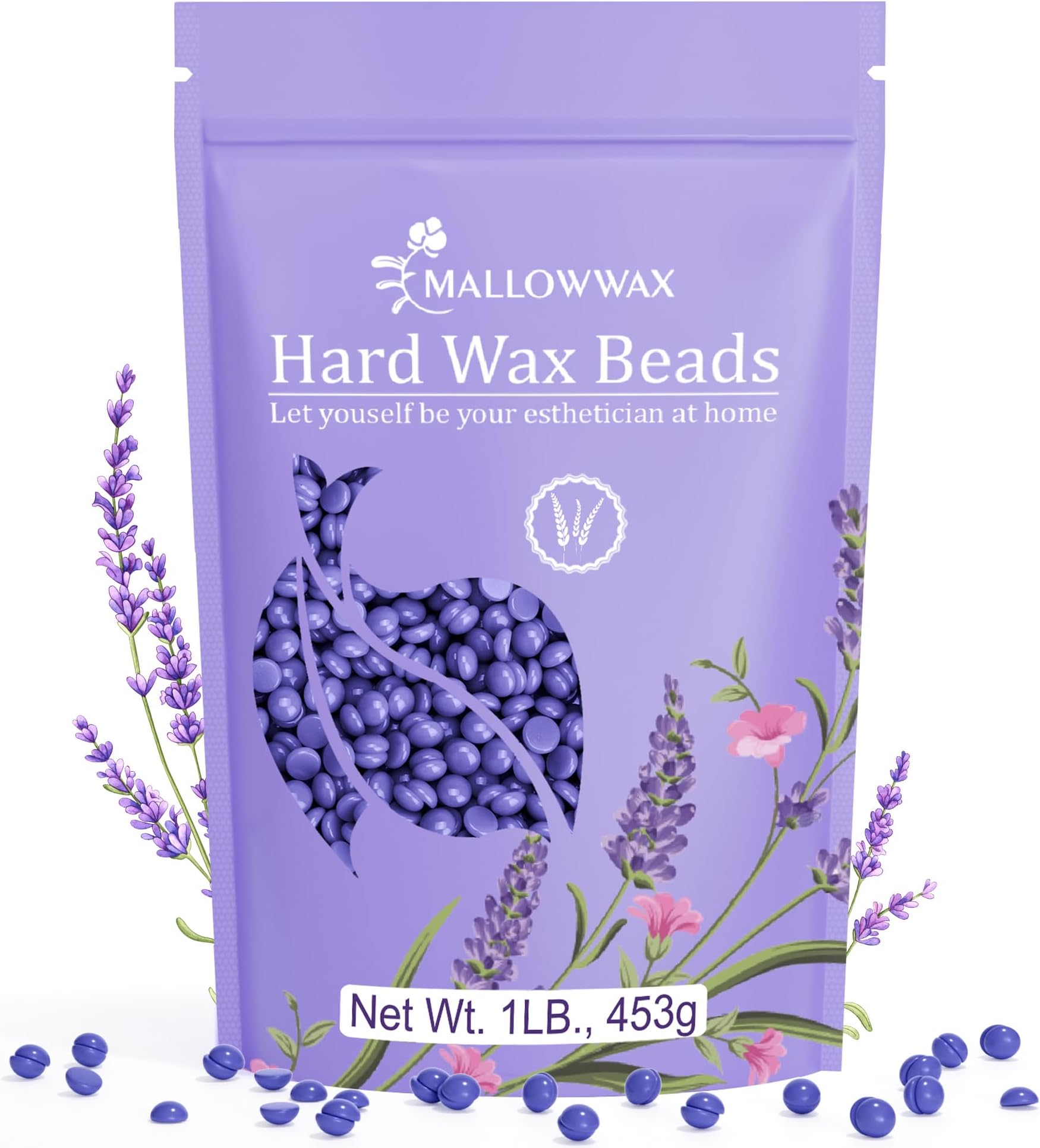 Hard Wax Beads, Wax Beans for Hair Removal, Natural Lavender, Stripless, Coarse Body Hair Specific - Ideal for Bikini, Brazilian, Legs, Underarms, Chest, 16 Ounce
