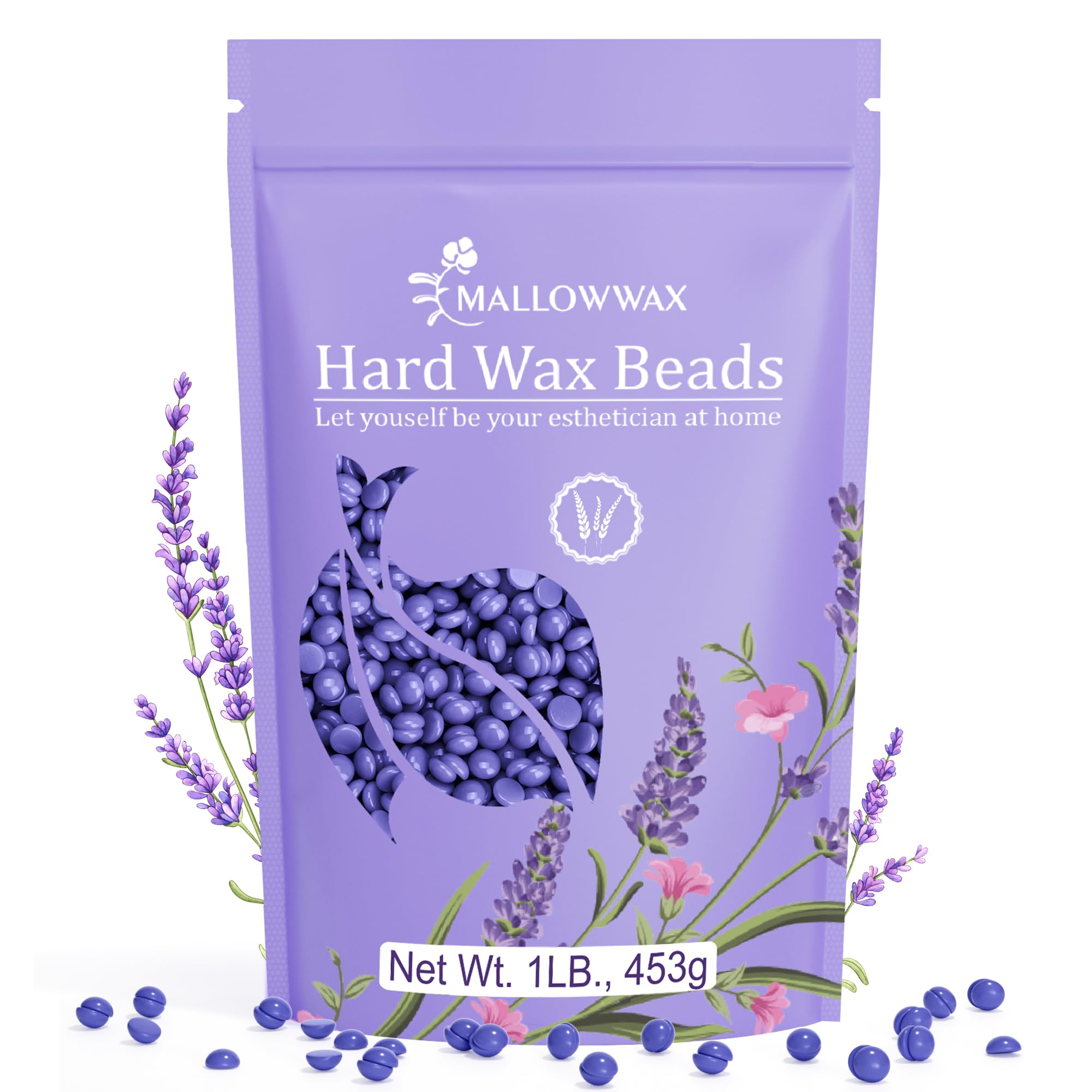 Hard Wax Beads, Wax Beans for Hair Removal, Natural Lavender, Stripless, Coarse Body Hair Specific - Ideal for Bikini, Brazilian, Legs, Underarms, Chest, 16 Ounce