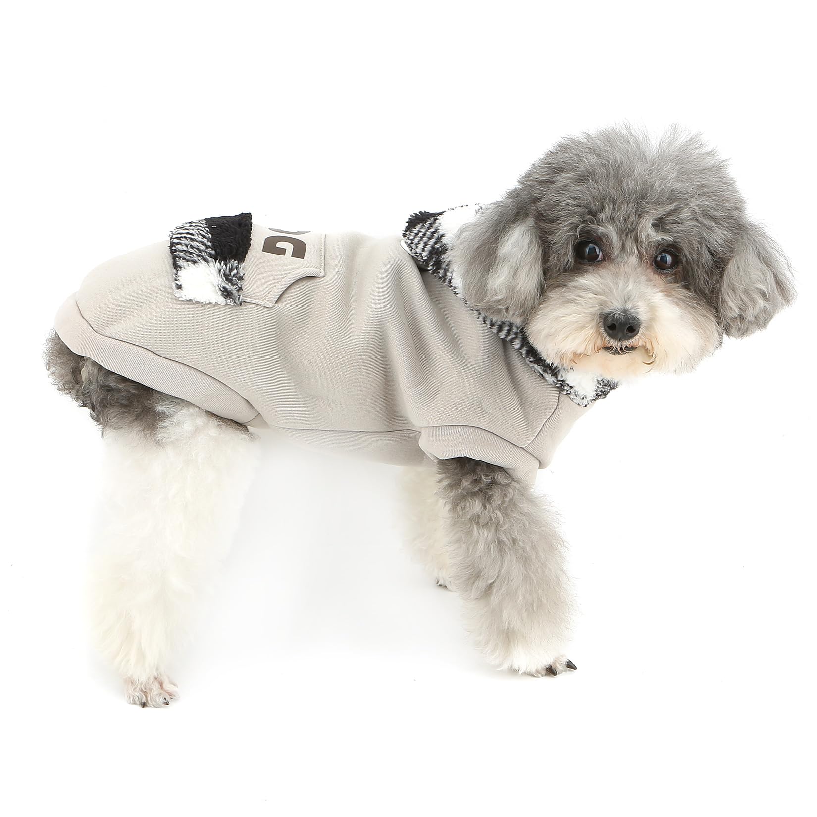 XHYRHTS Maglione in Pile per Cani con Cappuccio Scozzese Fuzzy per Razze XSmall Piccole, Caldo Pullover Senza Maniche con Anello a D e Tasca, Completo Invernale con Cappuccio per Cuccioli Gattini