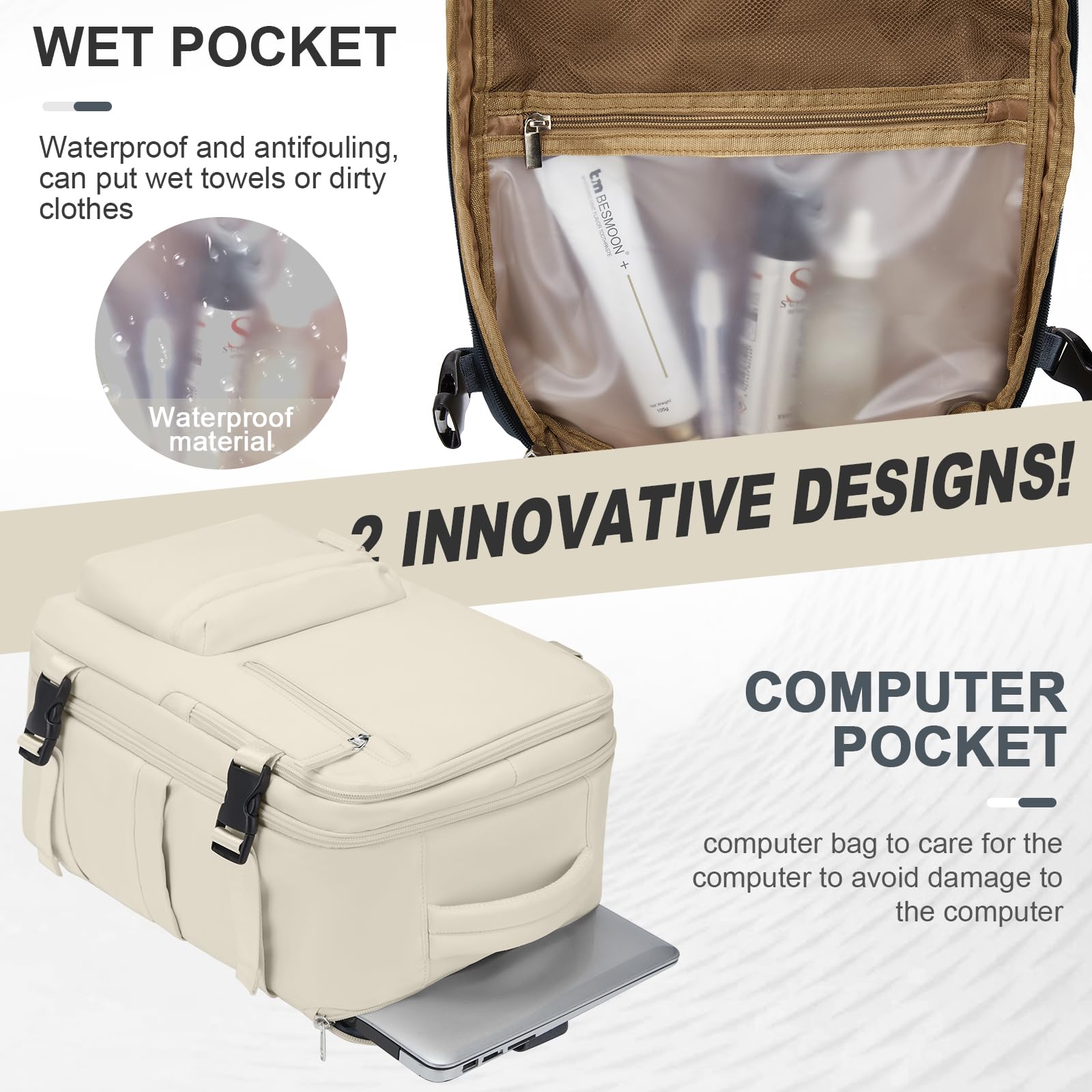 Zaino da Viaggio per Ryanair 40x20x25 Bagaglio a Mano Zaino Borse da Cabina per Ryanair Il Sedile Zaino Aereo Bagaglio a Mano Donna Borsa Cabina Viaggio Zaino Travel Viaggio Casual Daypack,X5-Beige