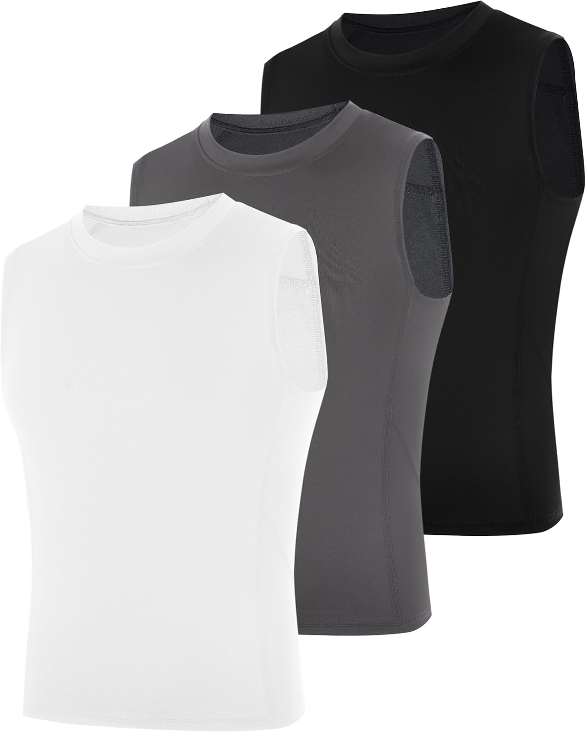 EoBeKee Boys Sleeveless Compression Shirt, Youth Football Athletic Tank Top, Kids Quick Dry Undershirt for Basketball Sports