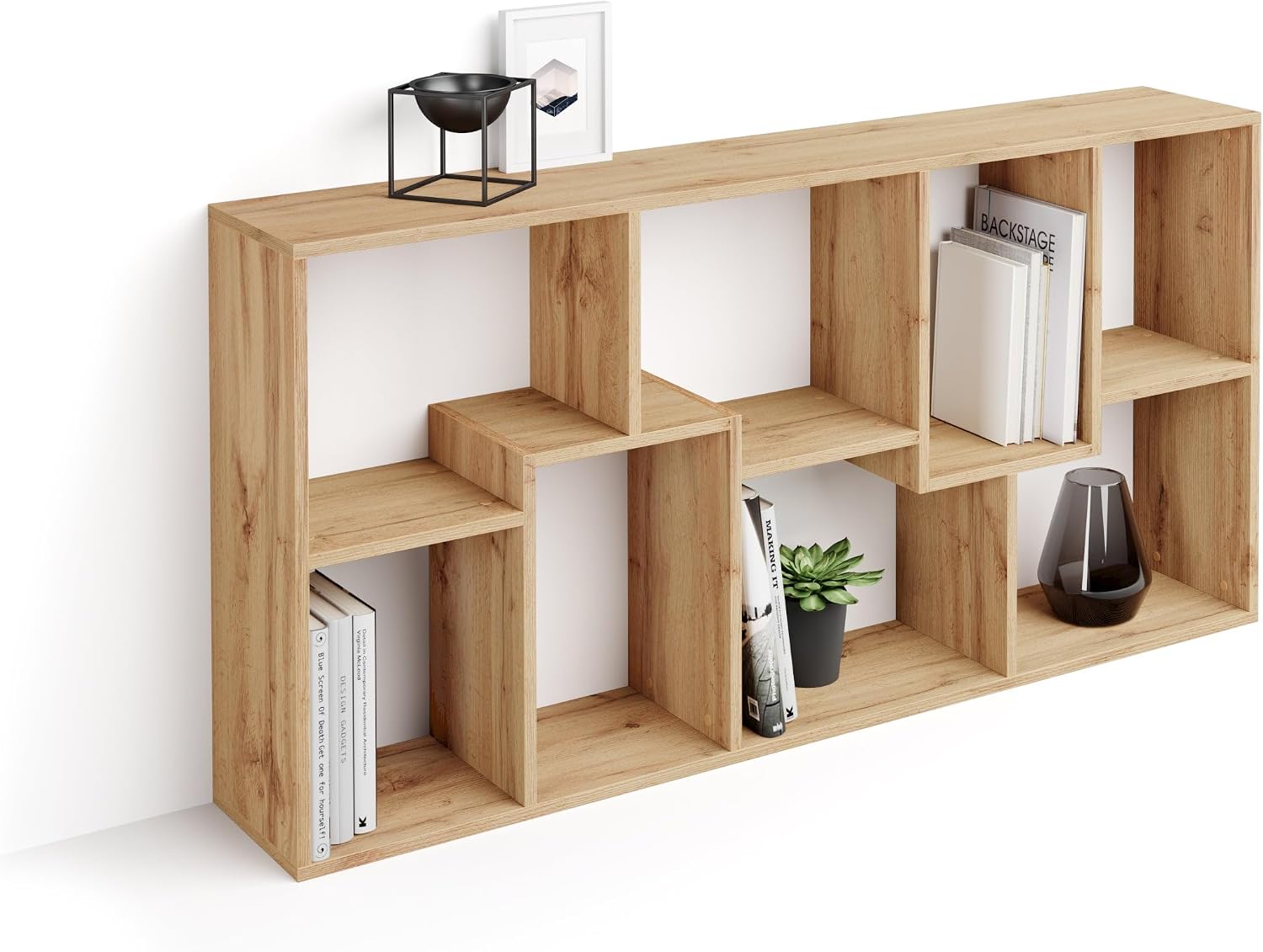 Mobili Fiver, Iacopo XS Bookcase (63.31 x 31.5 in), Rustic Oak, Made in Italy