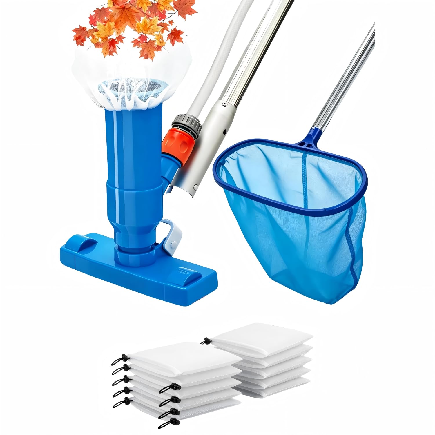 ypsdfs 140cm Pool Maintenance Kit, Portable Pool Vacuum Cleaner and Pond Vac with Detachable Aluminium Pole - For Debris Cleaning in Garden Ponds