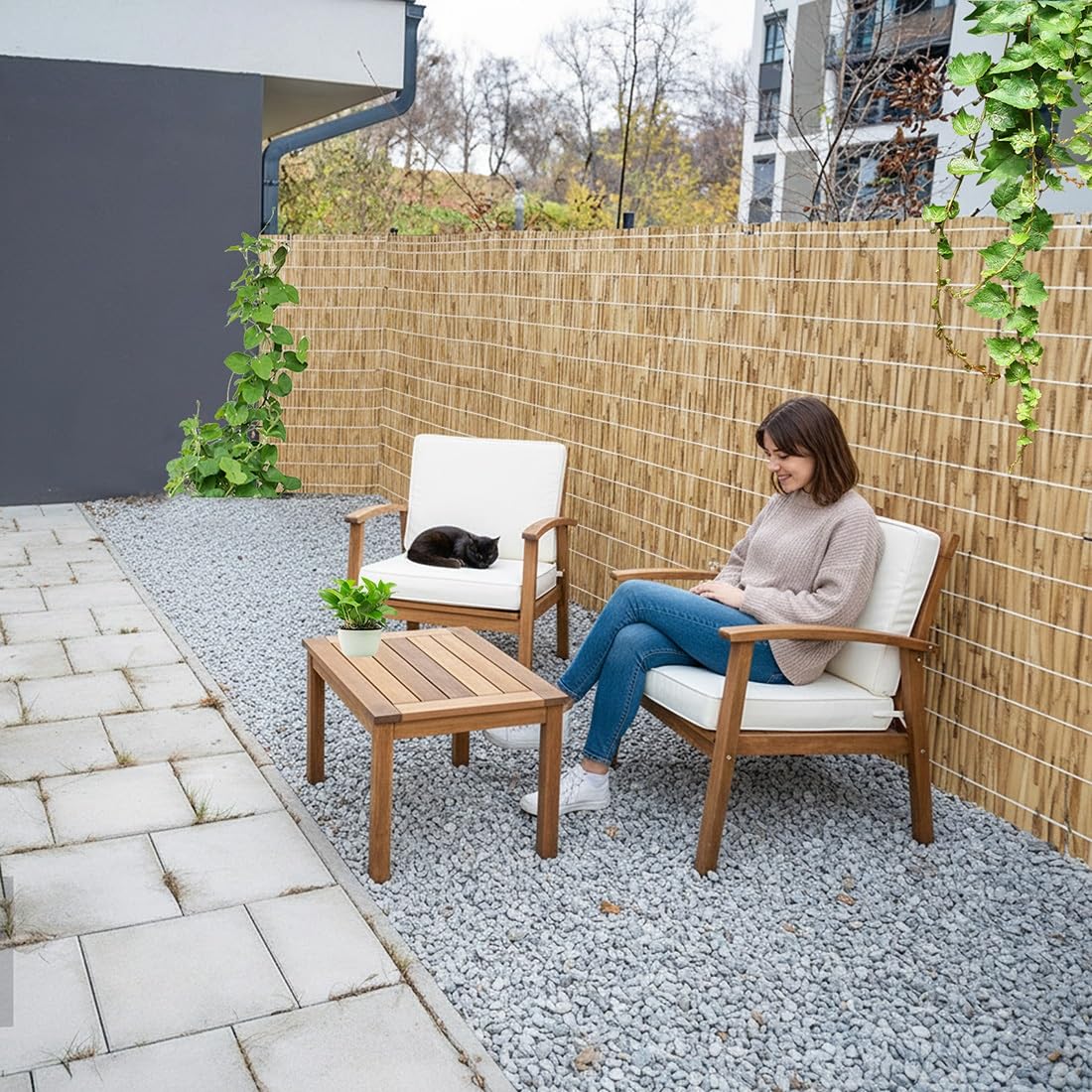 Valla Natural Cañizo for Jardín, Rollos de Cerca de Caña for Pantalla Privacidad, Decorativas Valla de Caña for Patio al Aire Libre, Fácil Instalación(Marrón,H100cmxL800cm)
